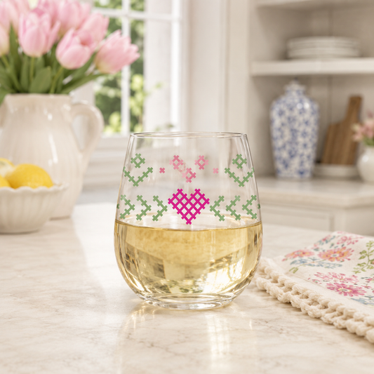 15oz Stemless Wine Glass-Summer Cottage
