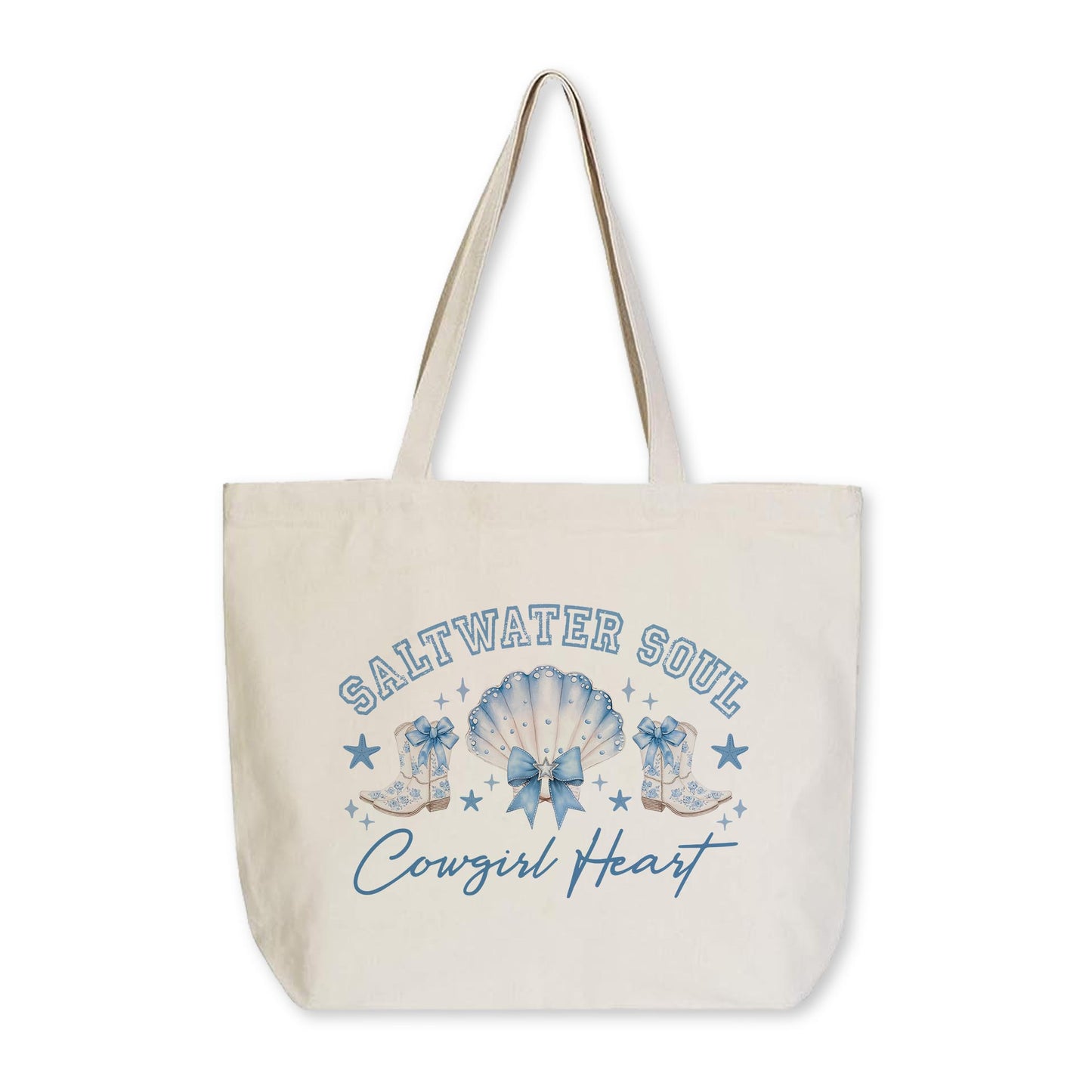 Tote Bag Natural Canvas-Coastal Cowgirl -0