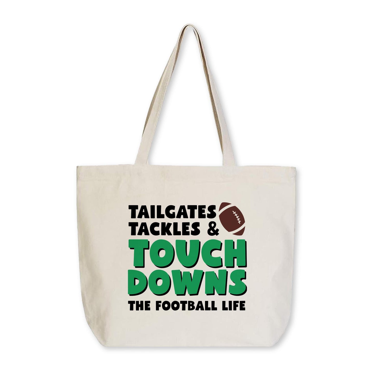 Tote Bag Natural Canvas-Tailgates Tackles & Touchdowns