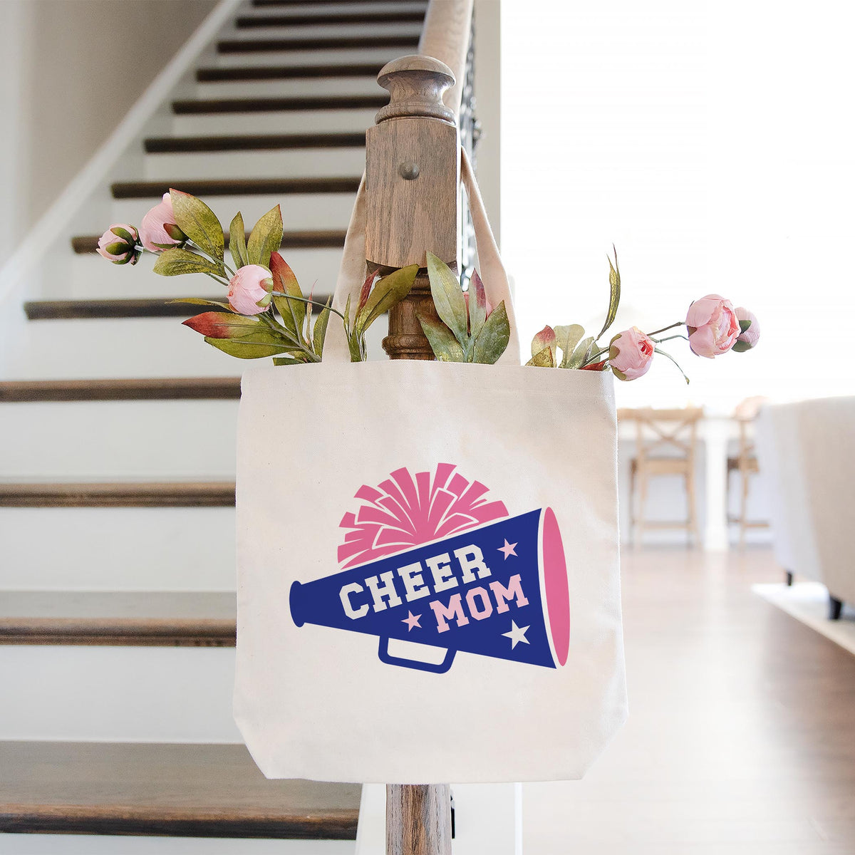 Tote Bag Natural Canvas-Cheer Mom Megaphone -1