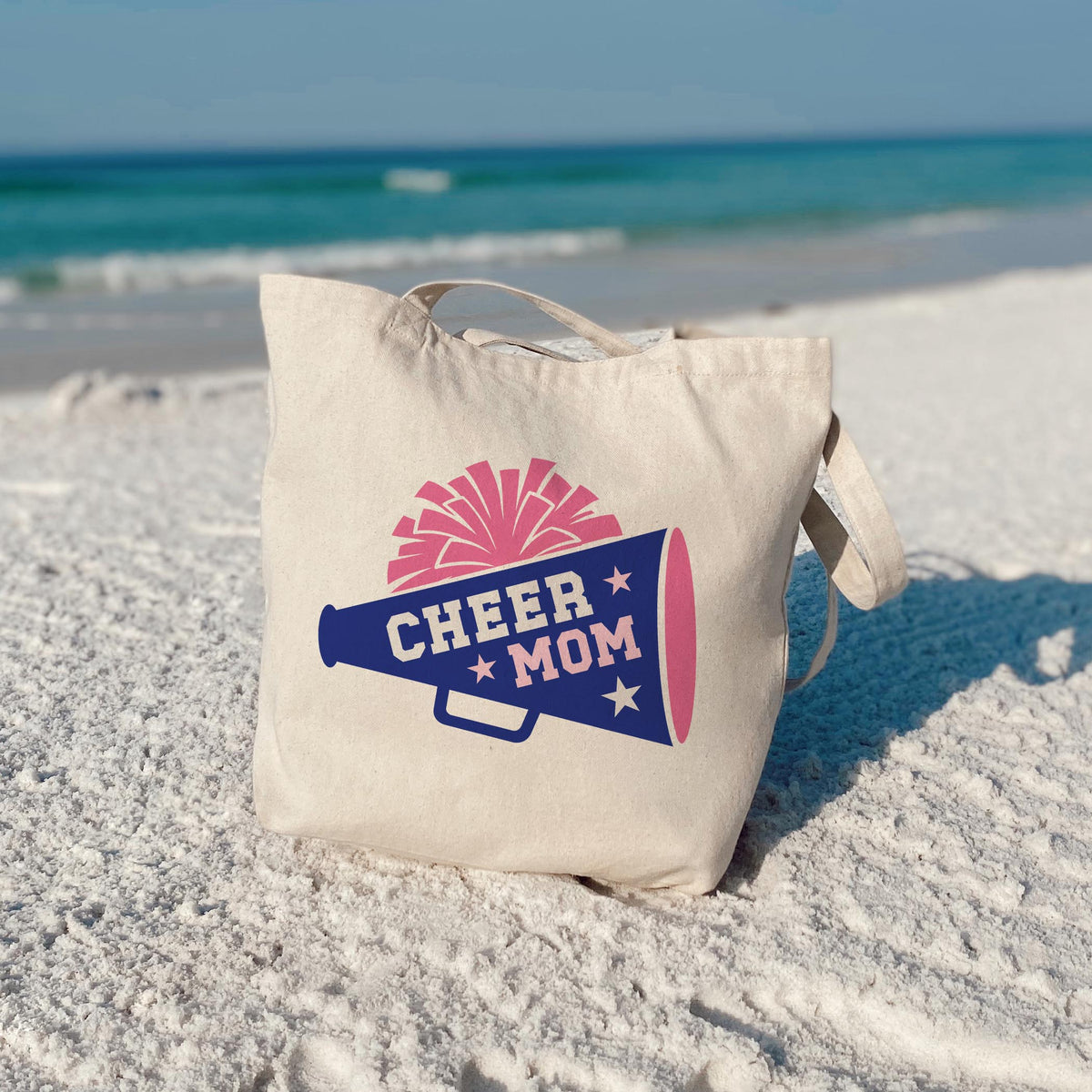 Tote Bag Natural Canvas-Cheer Mom Megaphone -3