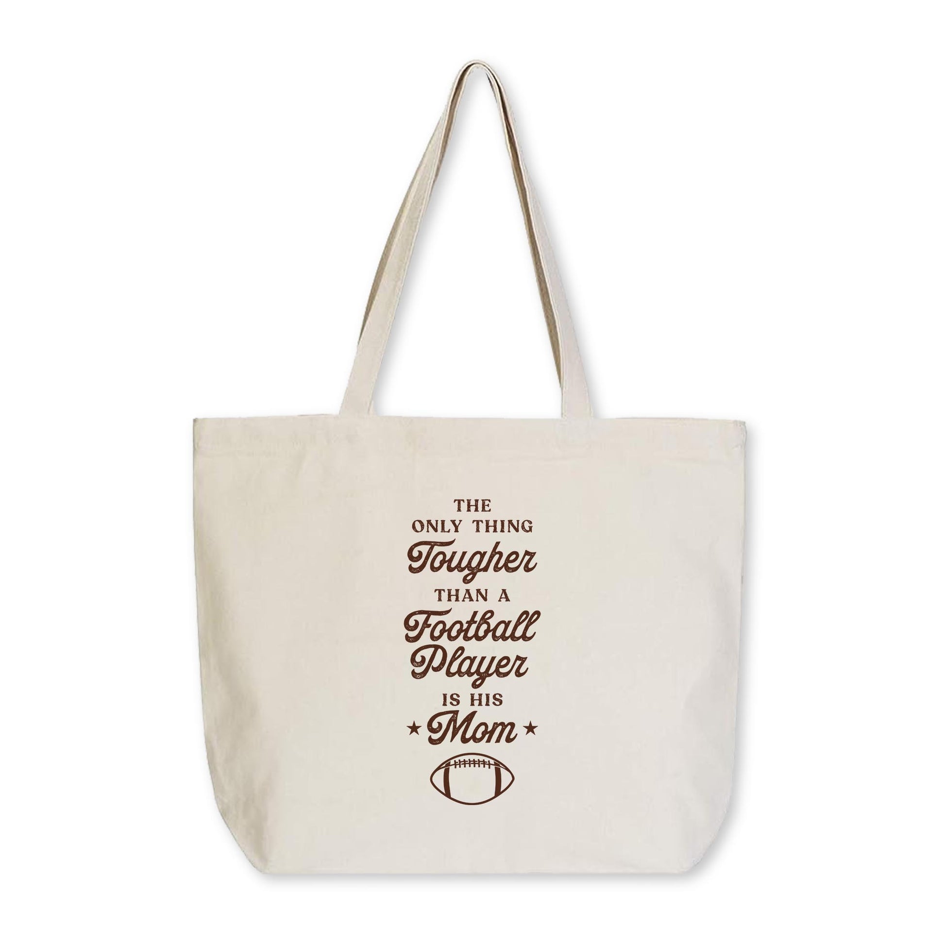 Tote Bag Natural Canvas-Football Mom Tough -0