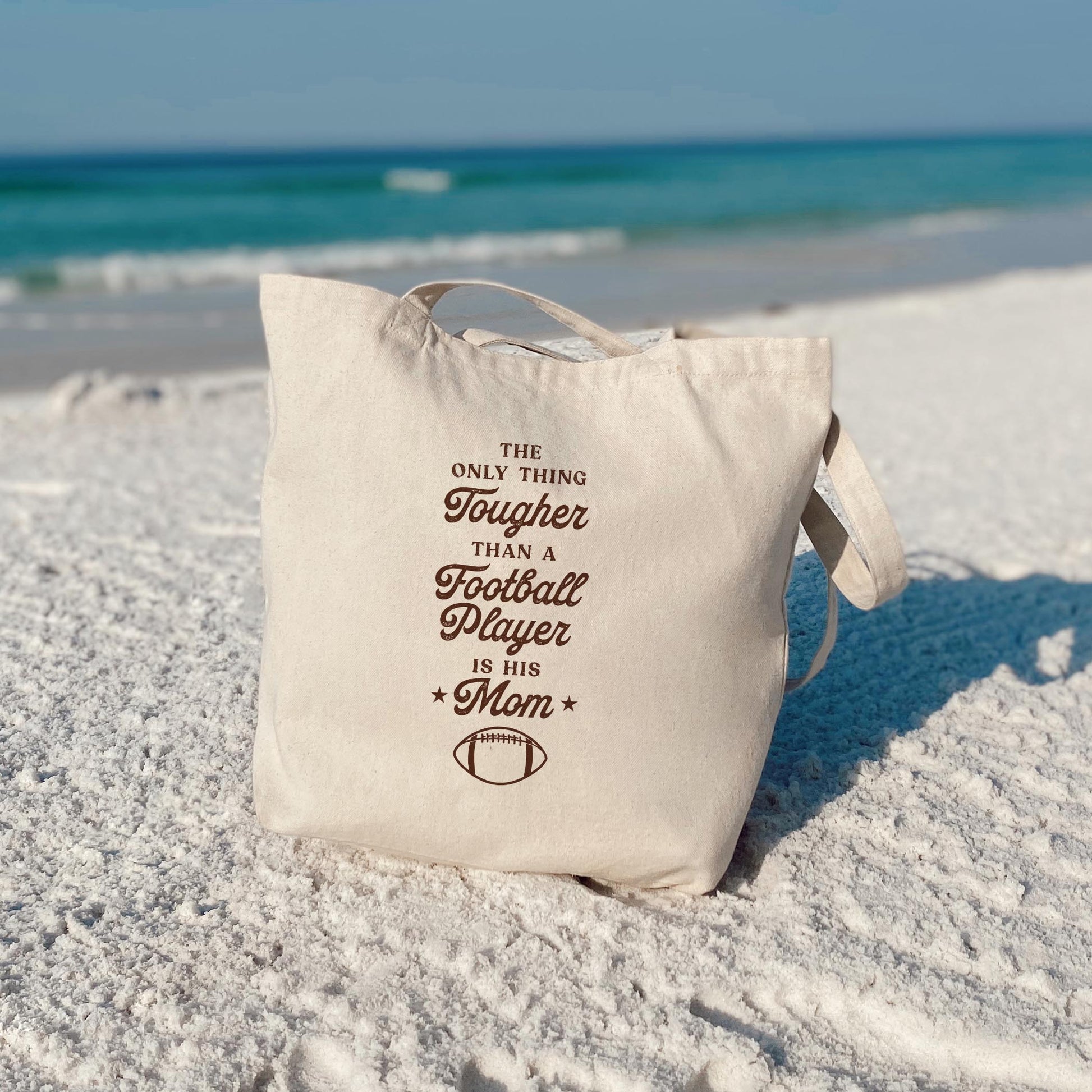 Tote Bag Natural Canvas-Football Mom Tough -3