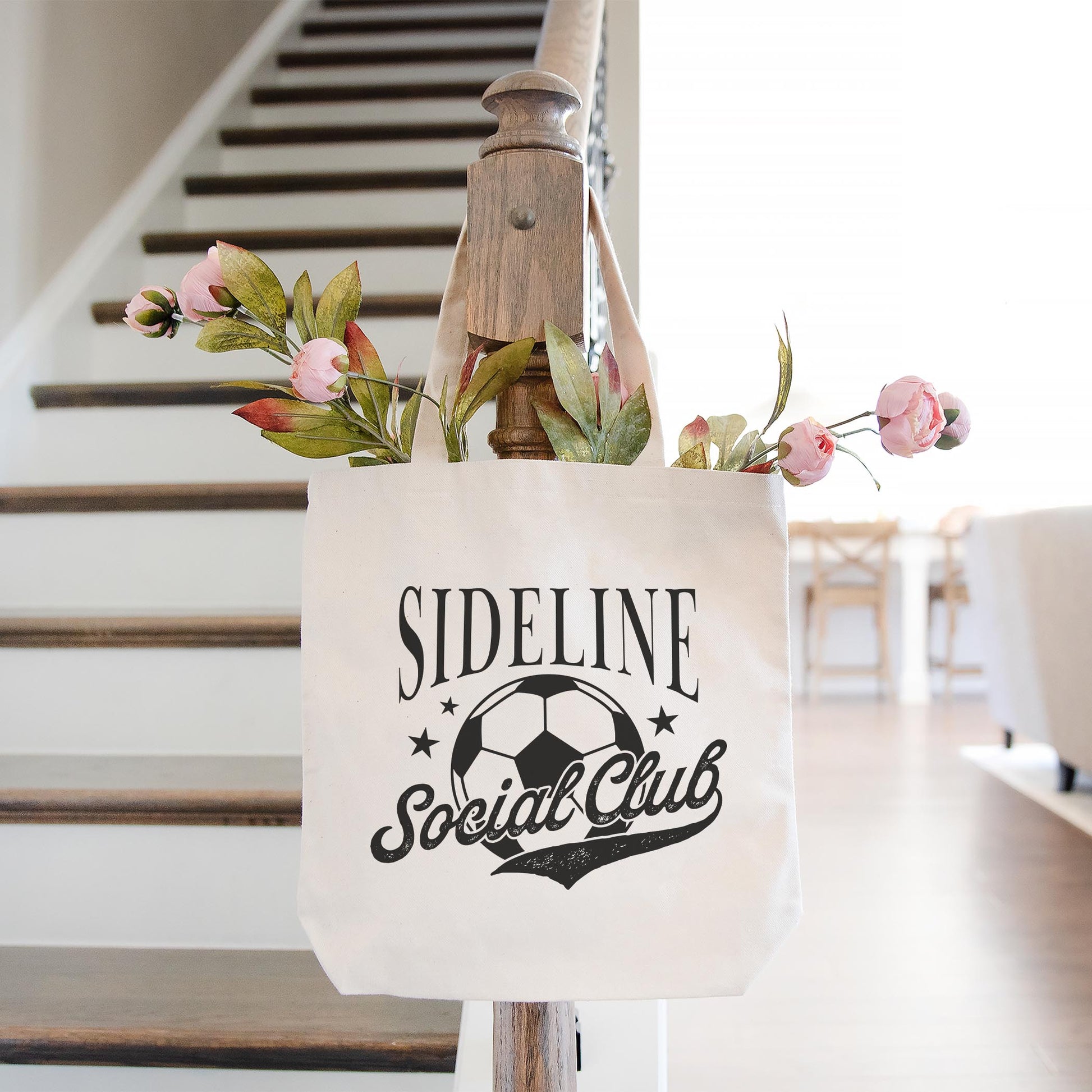 Tote Bag Natural Canvas-Soccer Mom Sideline Social Club -1