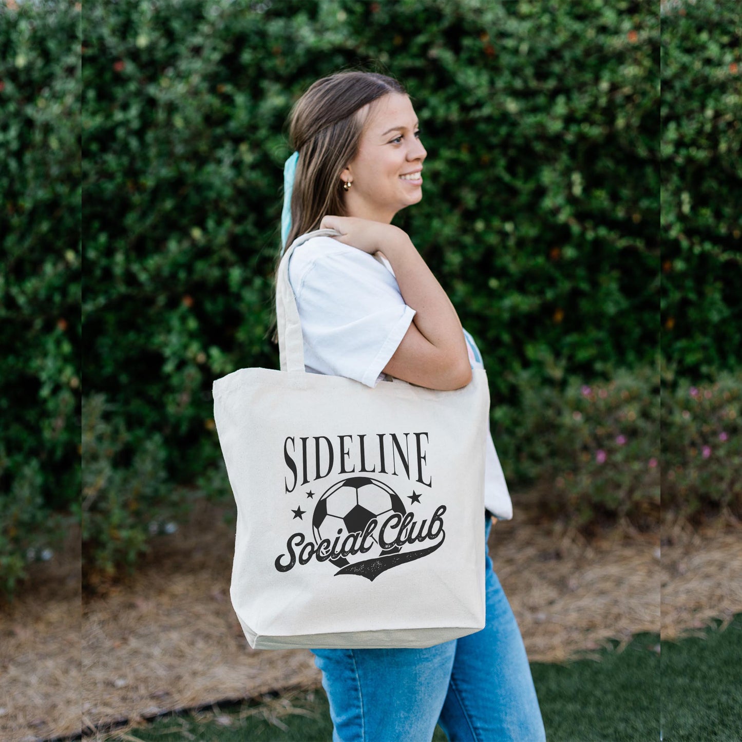 Tote Bag Natural Canvas-Soccer Mom Sideline Social Club -2