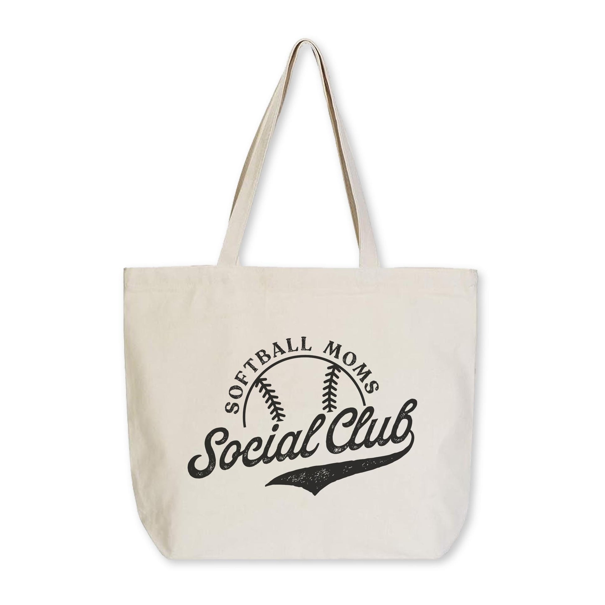 Tote Bag Natural Canvas-Softball Moms Social Club -0
