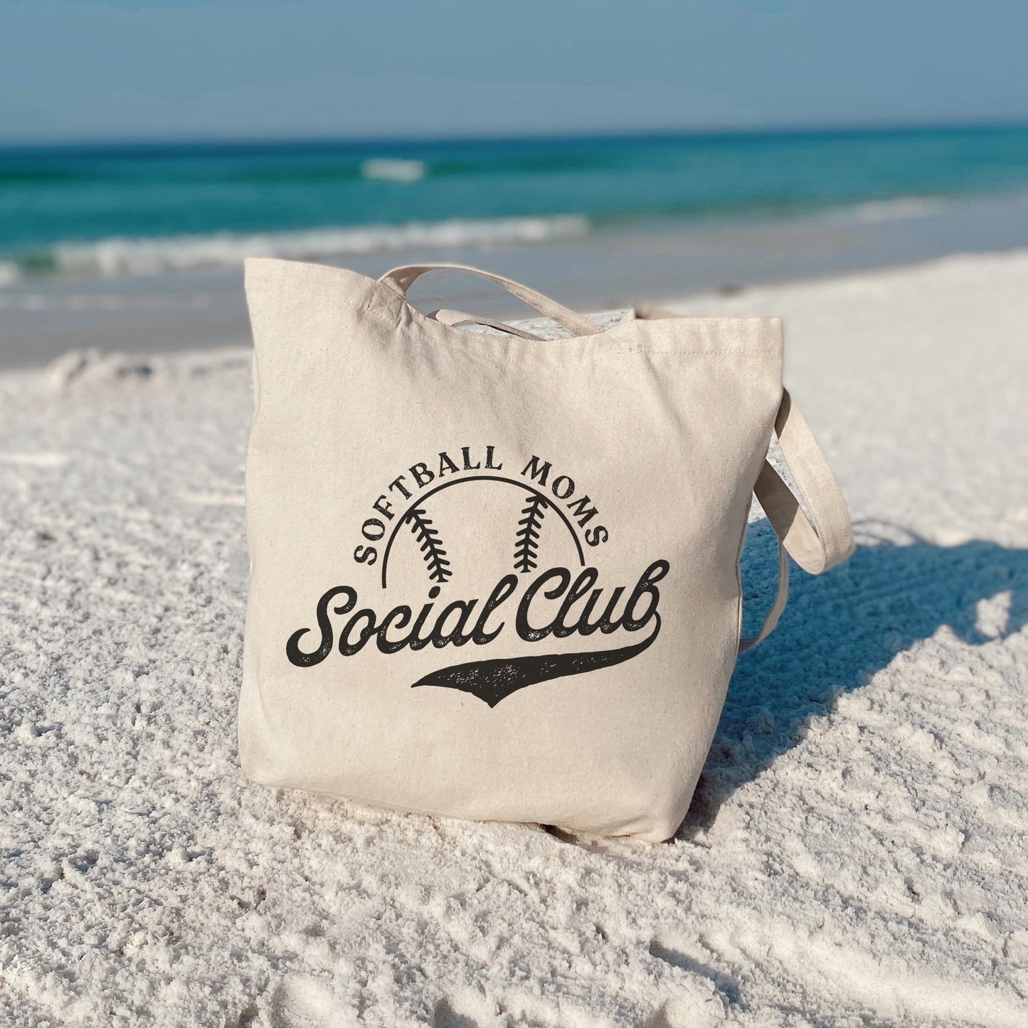 Tote Bag Natural Canvas-Softball Moms Social Club -3