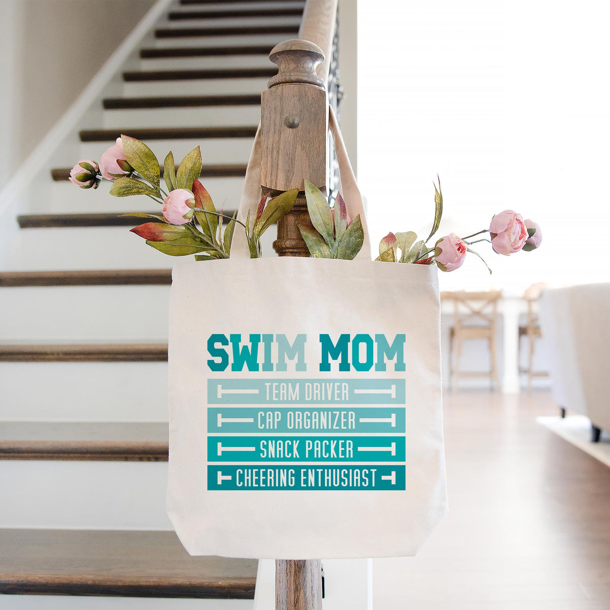 Tote Bag Natural Canvas-Swim Mom -1