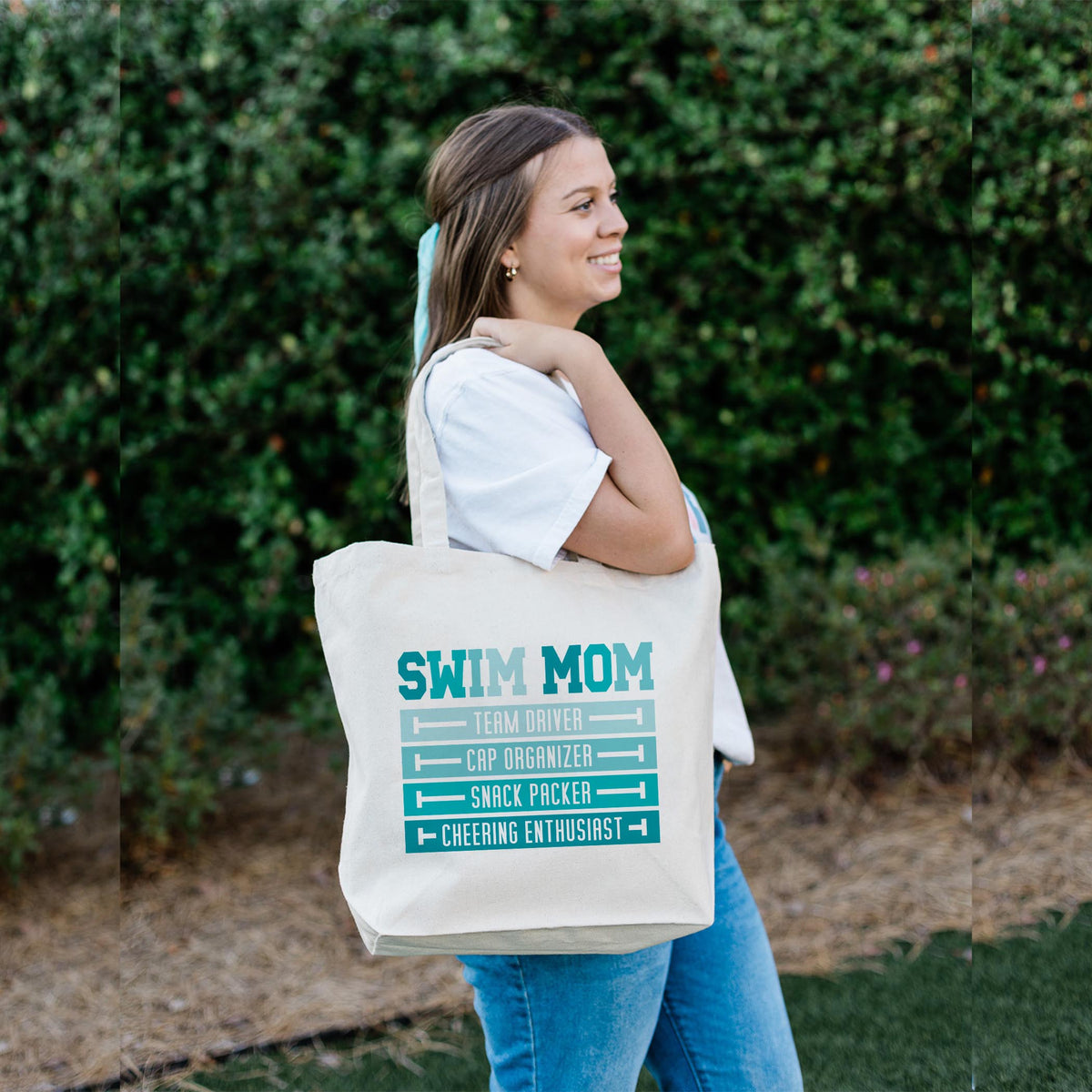 Tote Bag Natural Canvas-Swim Mom -2