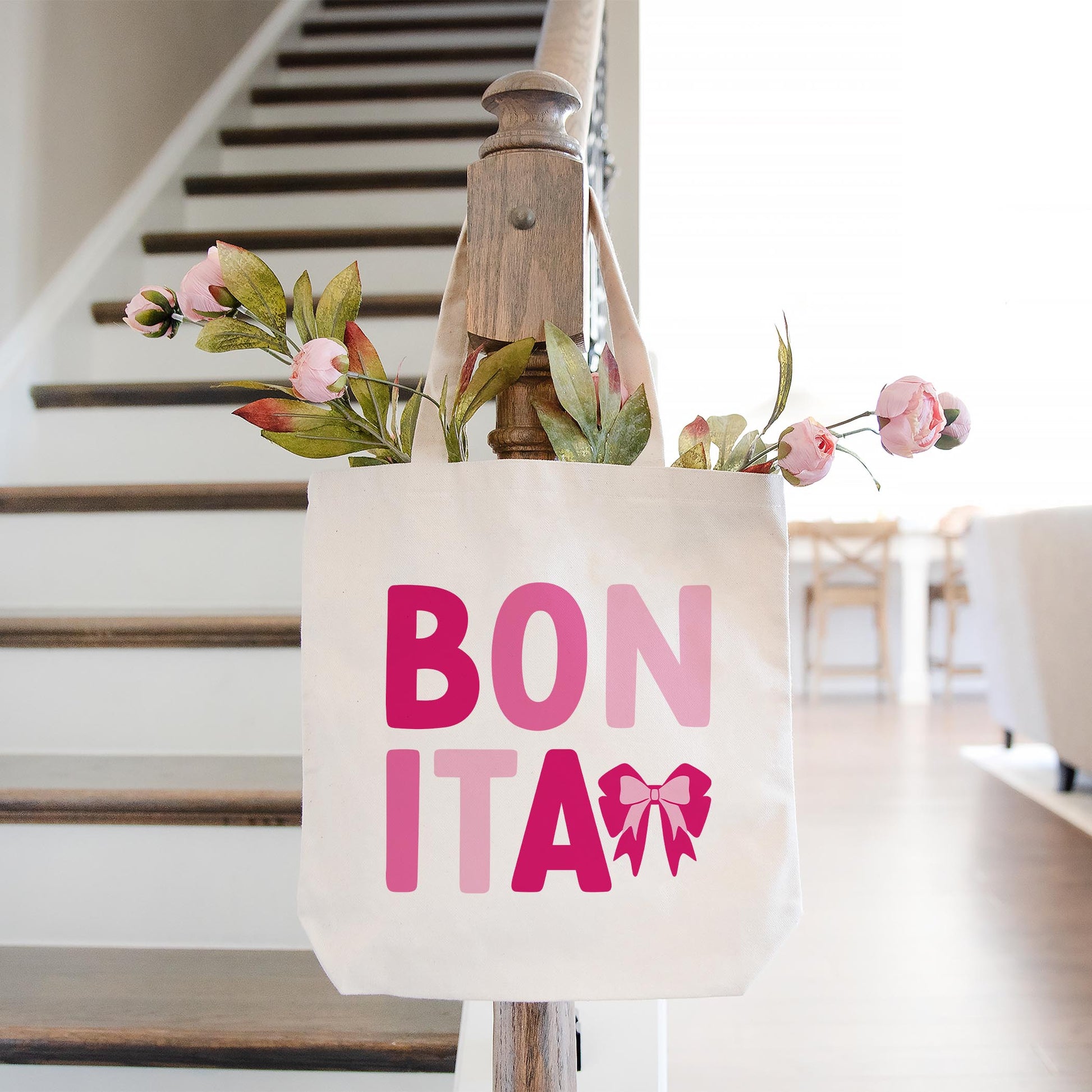 Tote Bag Natural Canvas-Bonita Bows -1