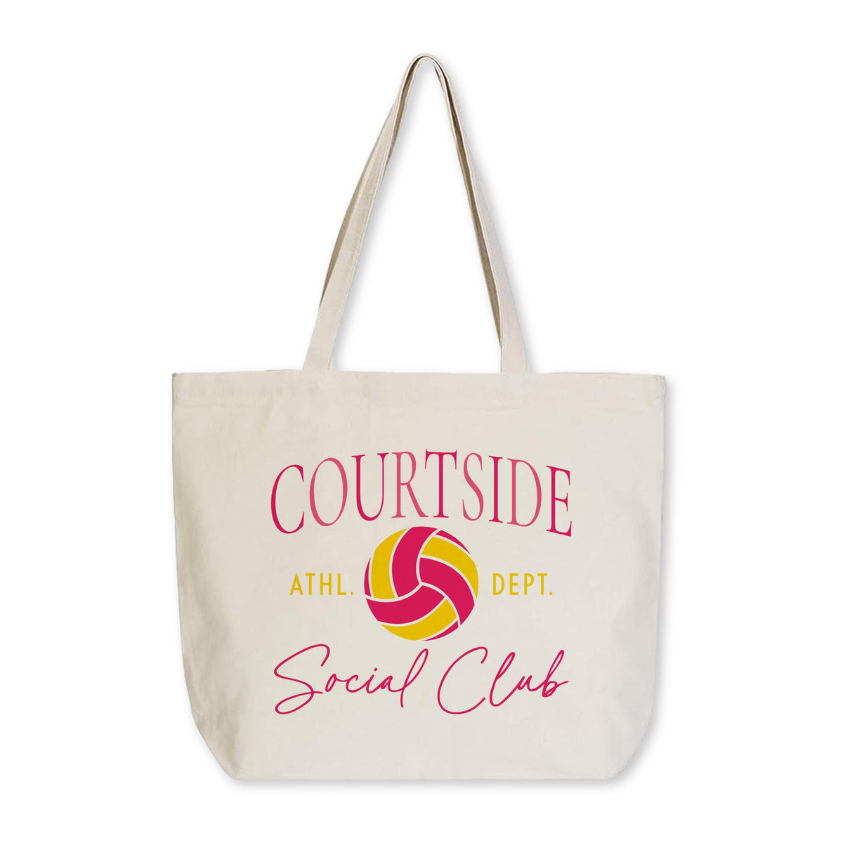 Tote Bag Natural Canvas-Volleyball Mom Courtside -0