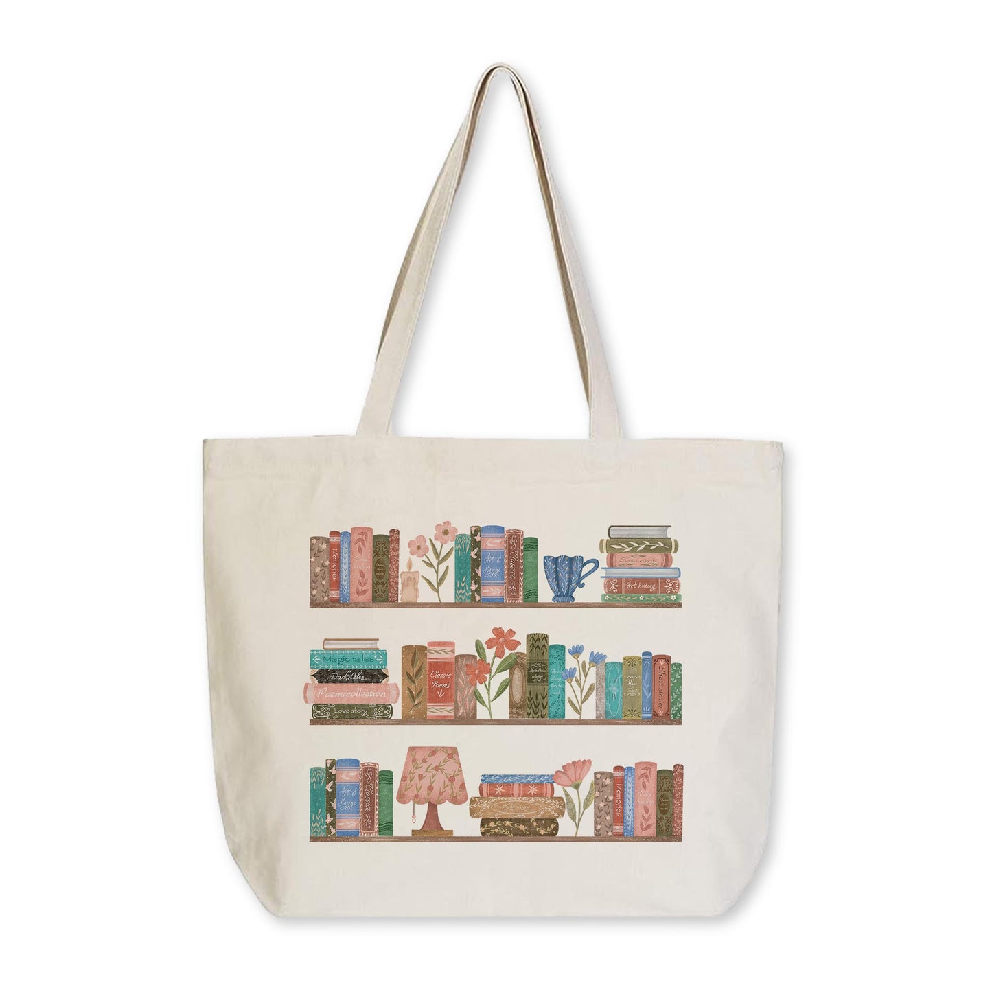 Tote Bag Natural Canvas-Pretty Little Chapters Book Shelves -0