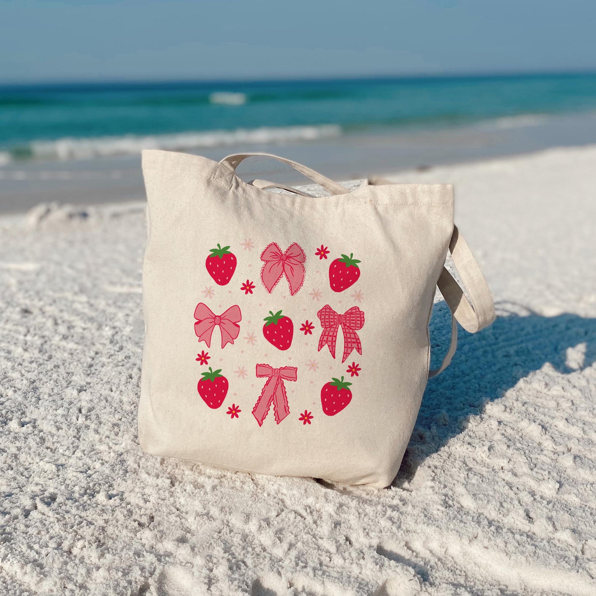 Tote Bag Natural Canvas-Strawberry Parlor -3