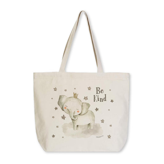 Tote Bag Natural Canvas-Be Kind Elephant Stars