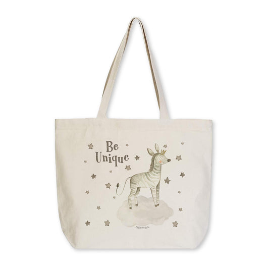 Tote Bag Natural Canvas-Be Unique Zebra Stars