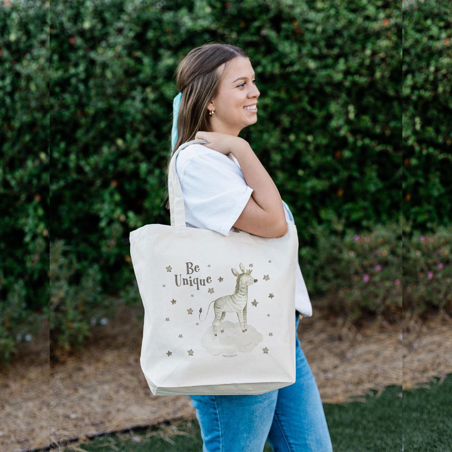 Tote Bag Natural Canvas-Be Unique Zebra Stars