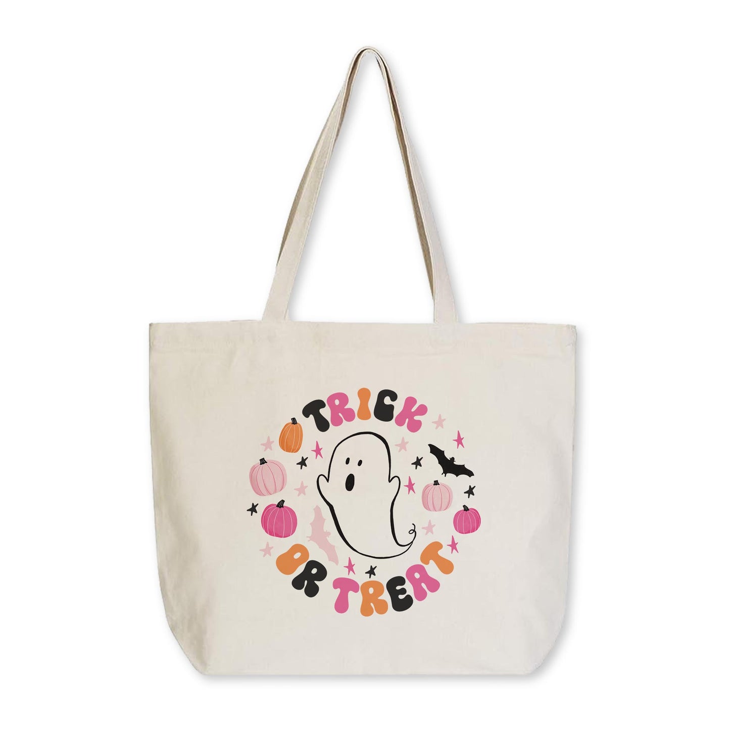Tote Bag Natural Canvas-Happy Ghost Trick Or Treat