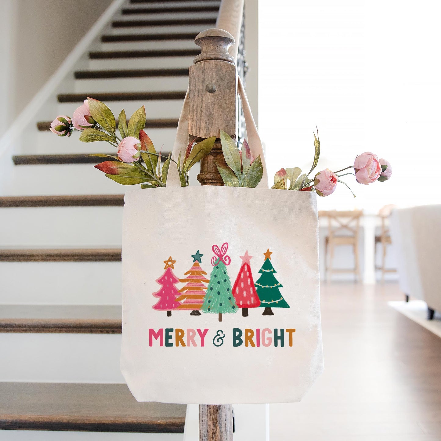 Tote Bag Natural Canvas-Whimsy Wonderland Merry & Bright