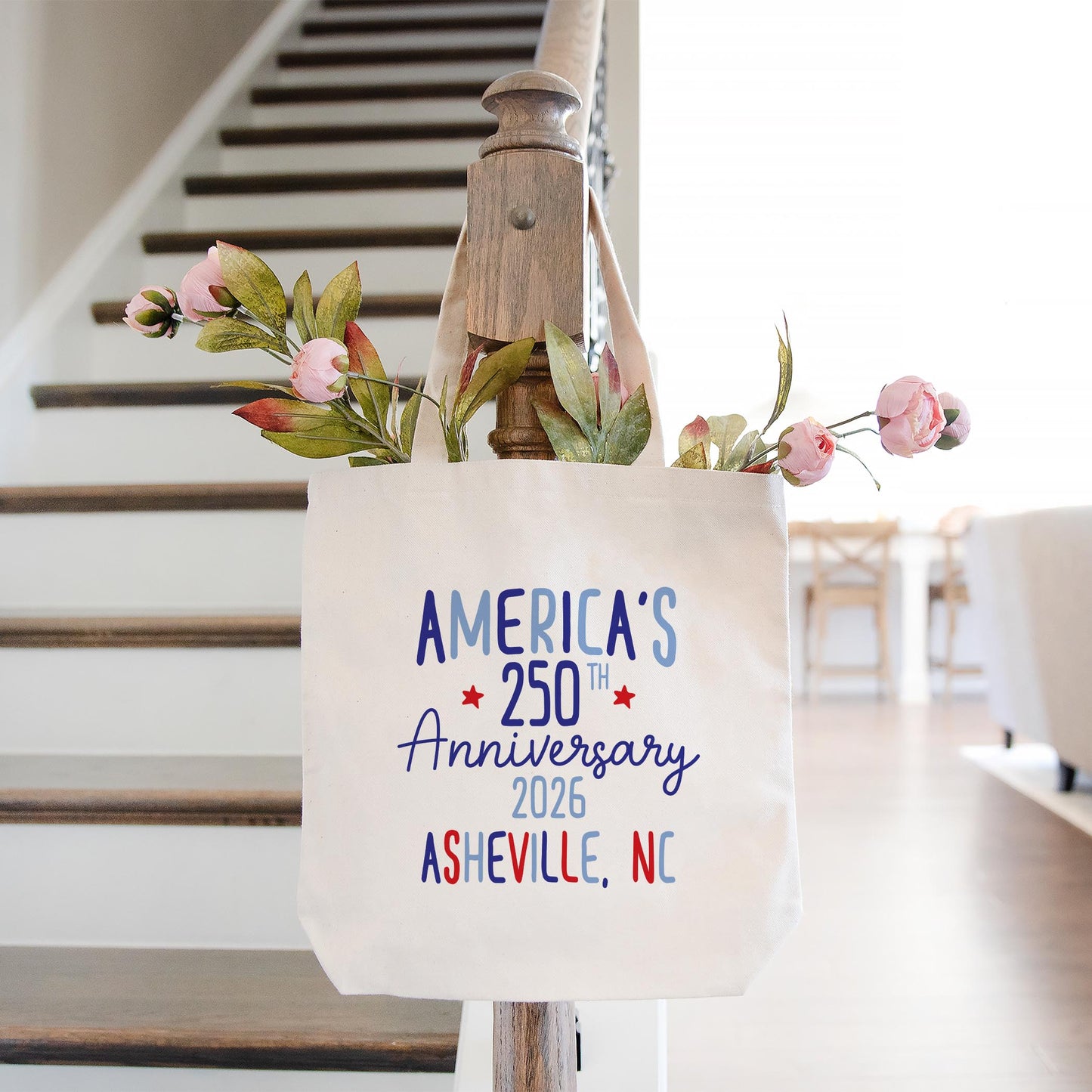 Tote Bag Natural Canvas-Love+Local 4th of July 250th Anniversary -1