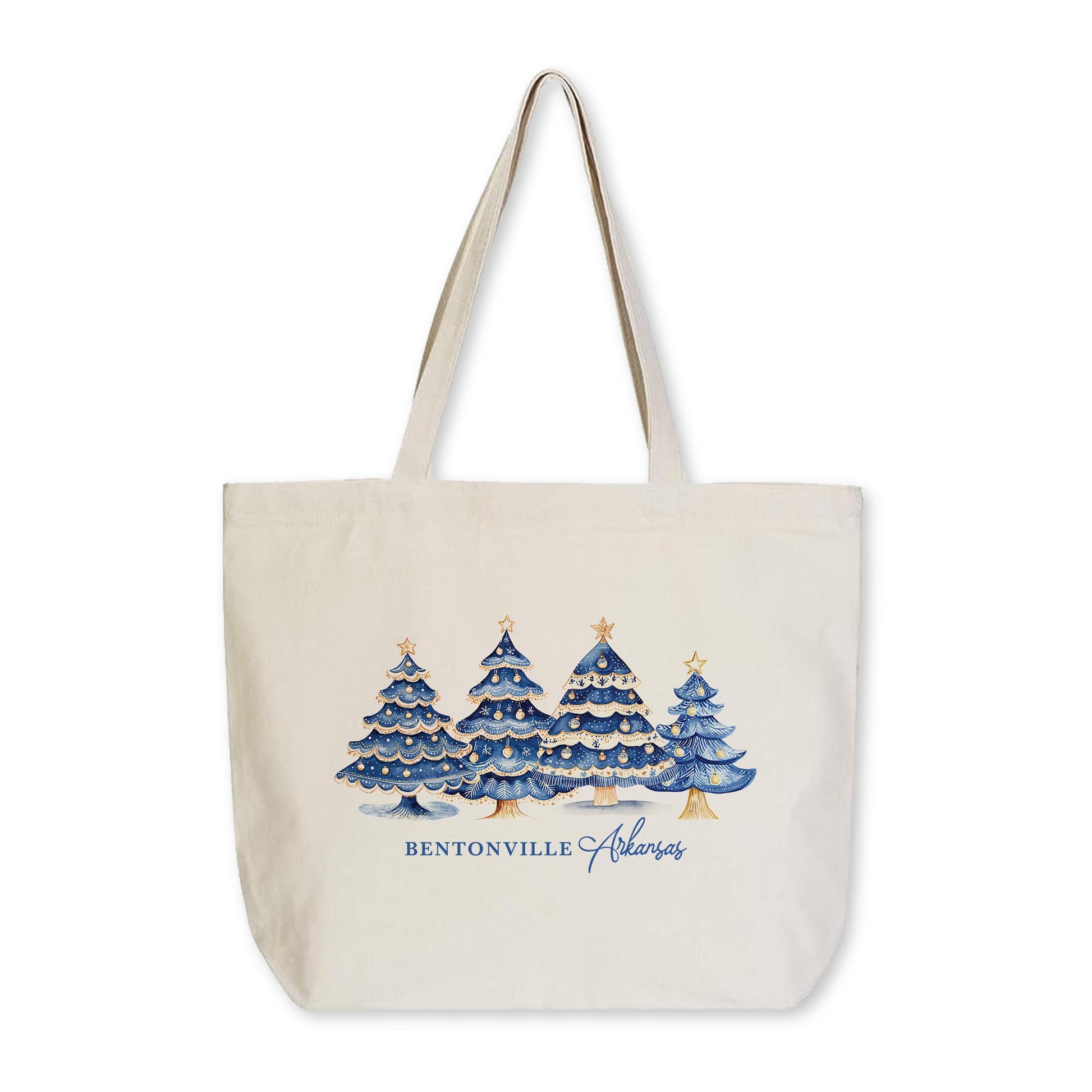 Tote Bag Natural Canvas-Love+Local Blue Noel - A Grand Millennial Christmas -0