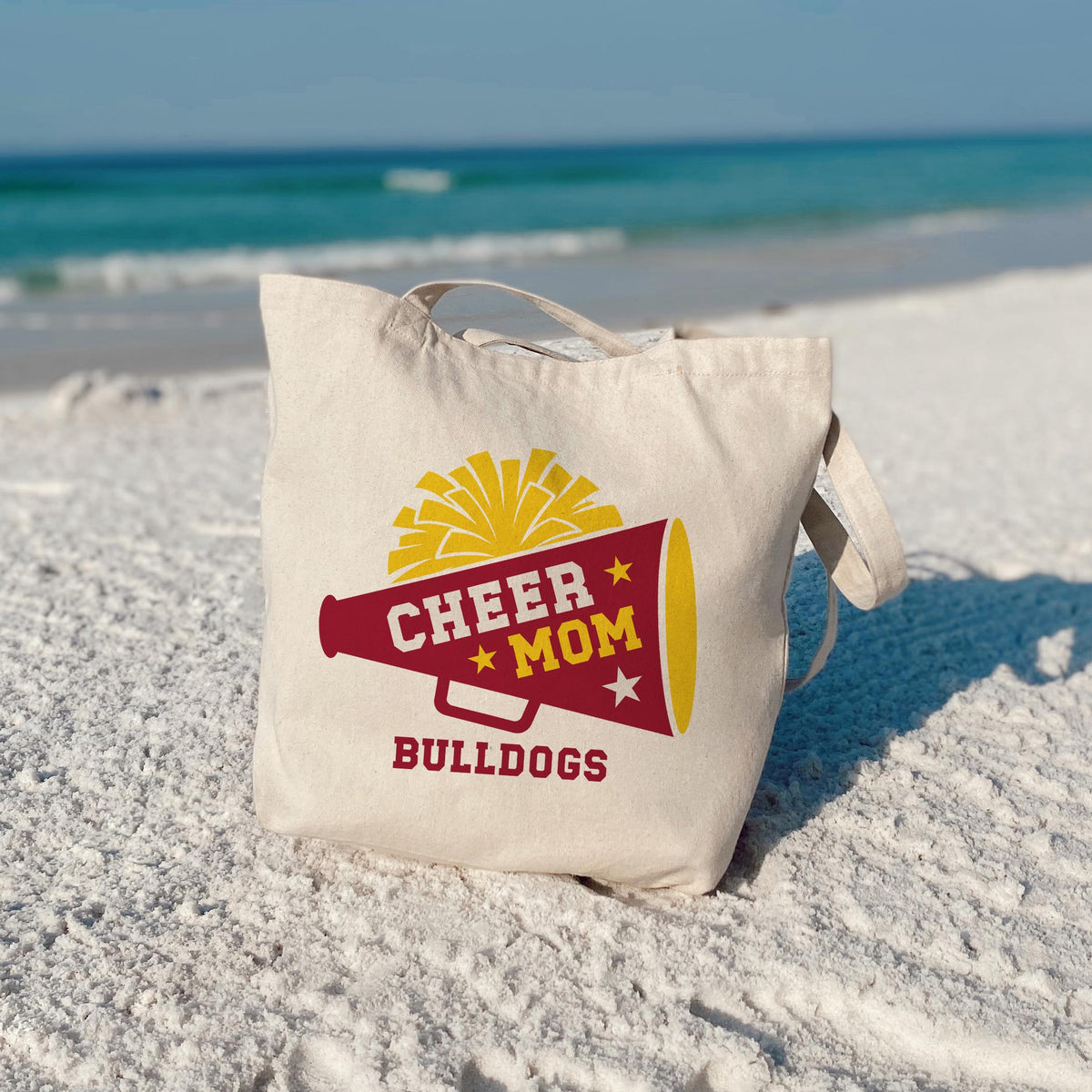 Tote Bag Natural Canvas-Custom Cheer Mom | School Team | Hometown -3