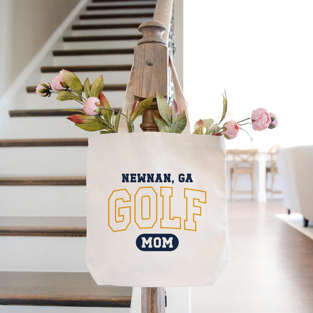 Tote Bag Natural Canvas-Custom Golf Mom | Team | Hometown -1