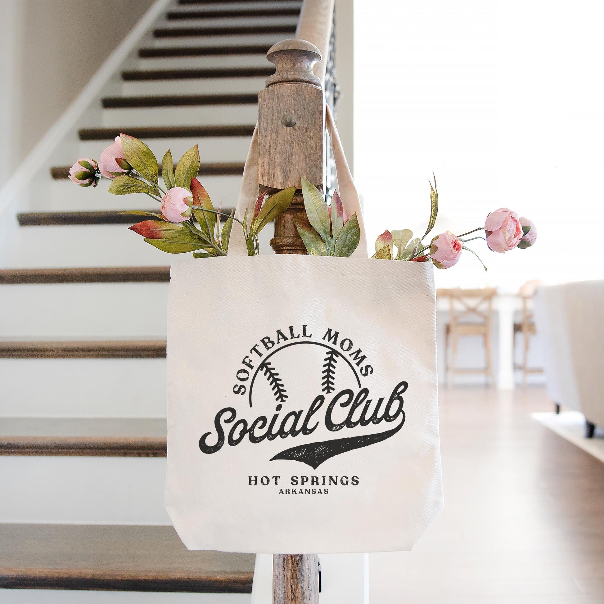 Tote Bag Natural Canvas-Softball Mom | Custom | Your Hometown -1