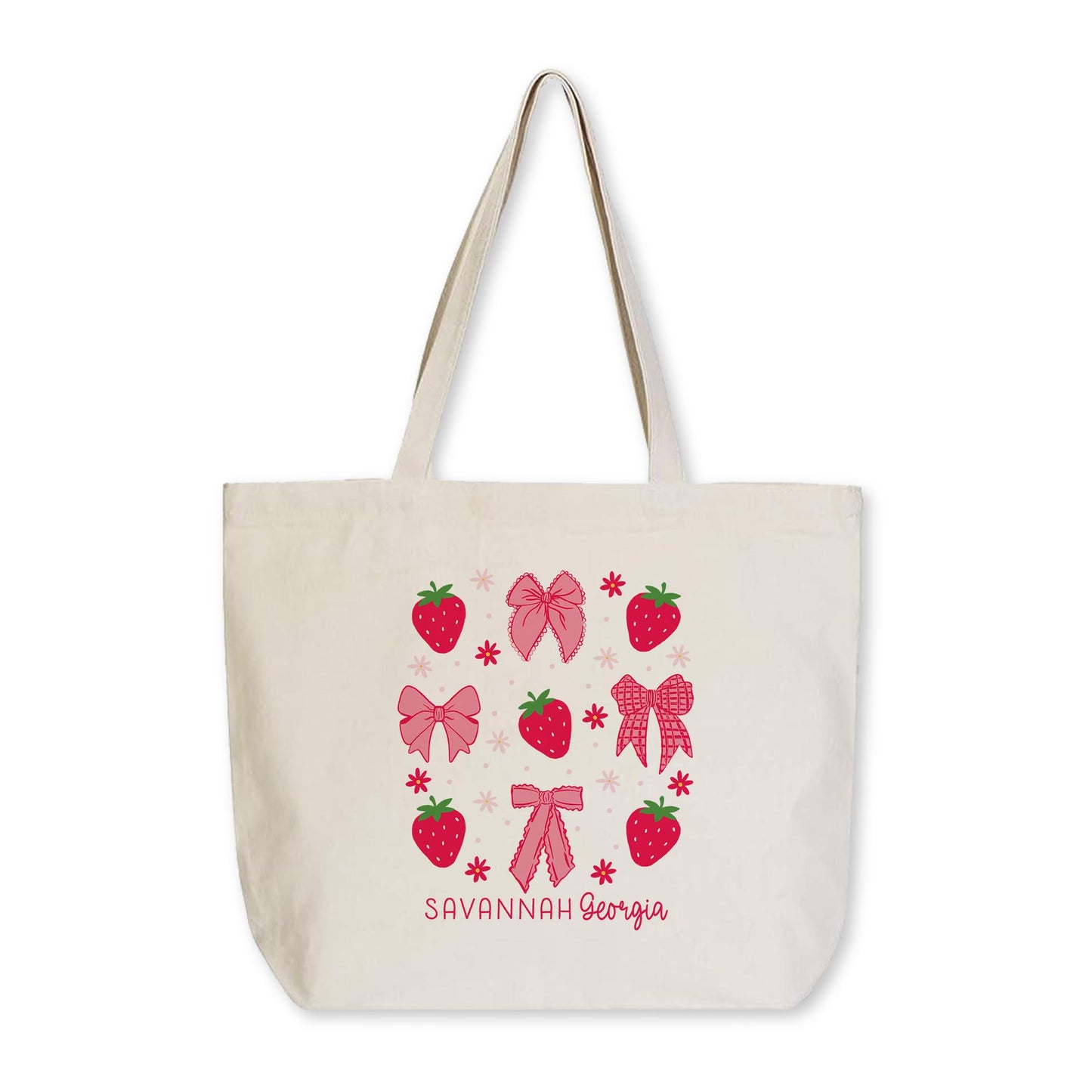 Tote Bag Natural Canvas-Love+Local Strawberry Parlor -0