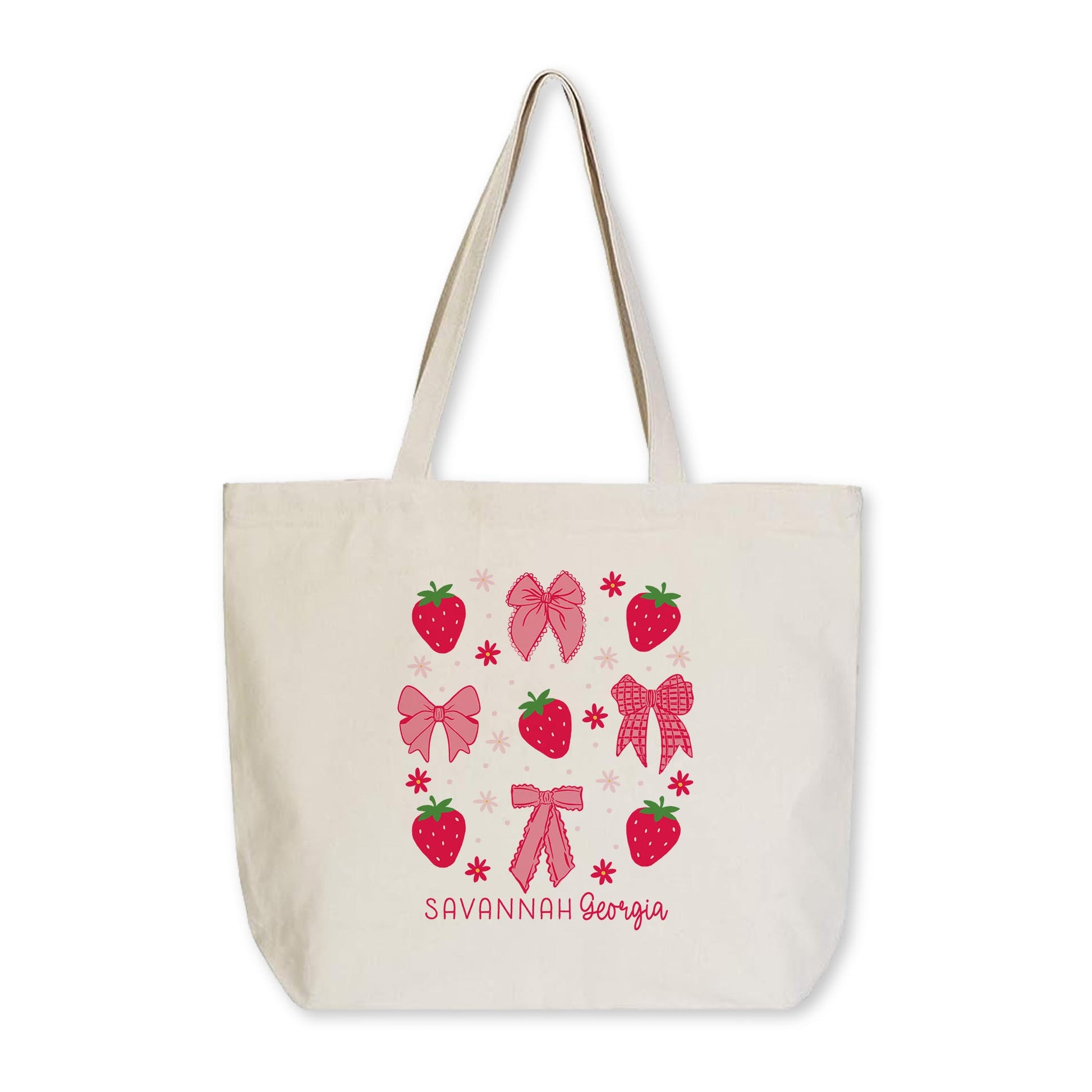 Tote Bag Natural Canvas-Love+Local Strawberry Parlor -0