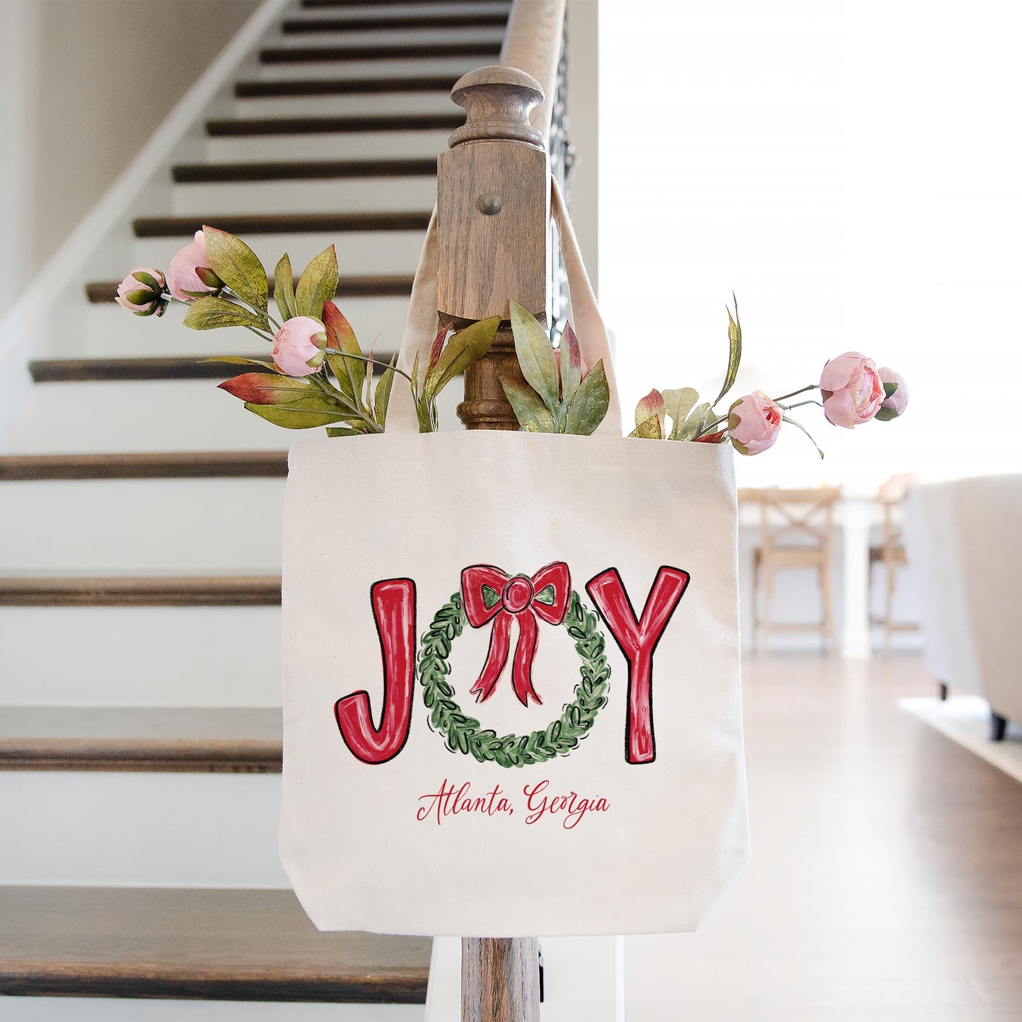 Tote Bag Natural Canvas-Love+Local Make It Merry -1