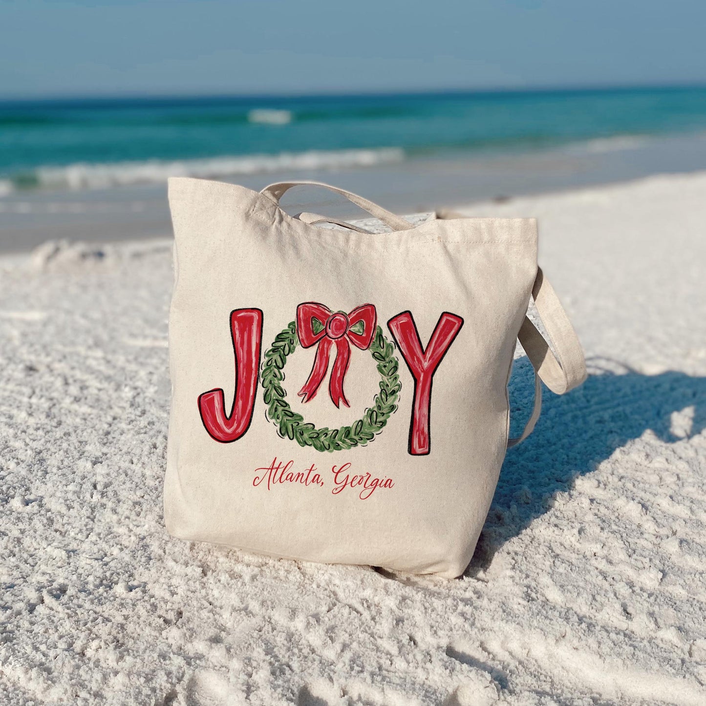 Tote Bag Natural Canvas-Love+Local Make It Merry -3
