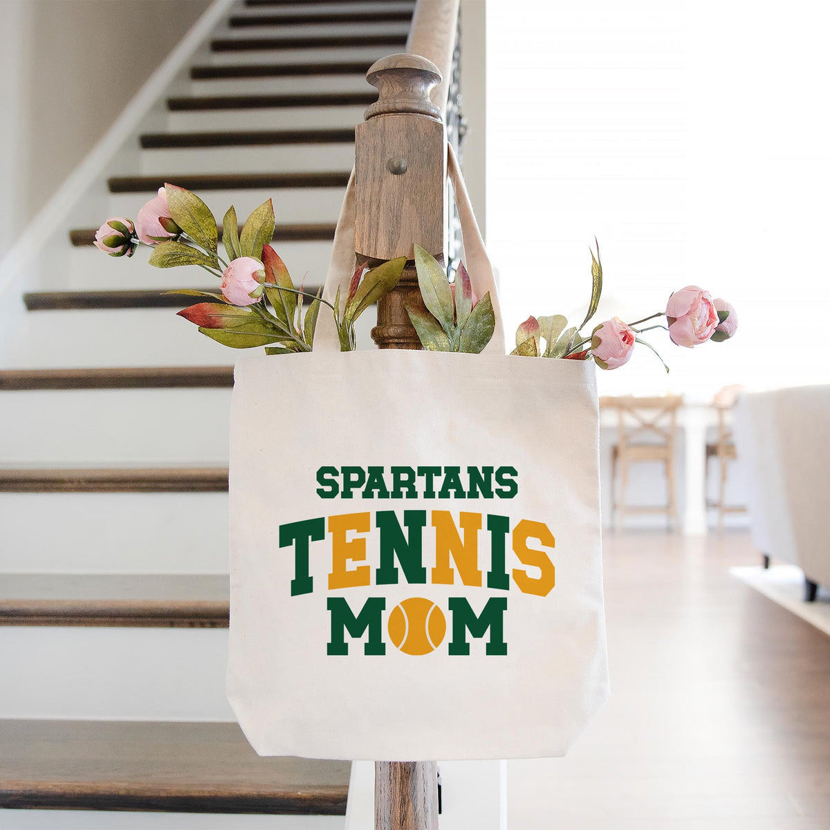 Tote Bag Natural Canvas-Custom Tennis Mom | Your Team | Personalize -1