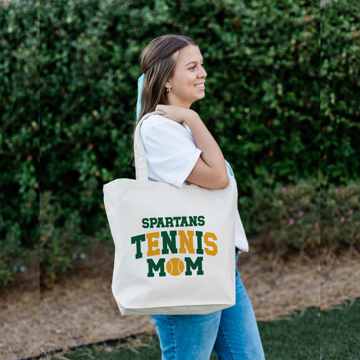 Tote Bag Natural Canvas-Custom Tennis Mom | Your Team | Personalize -2