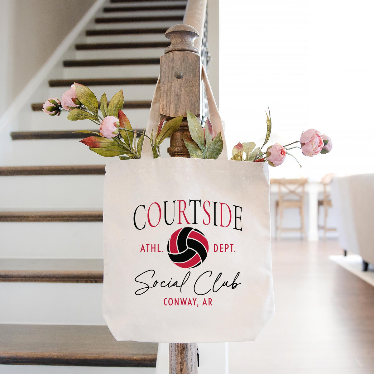 Tote Bag Natural Canvas-Custom Volleyball Mom | Your Team -1