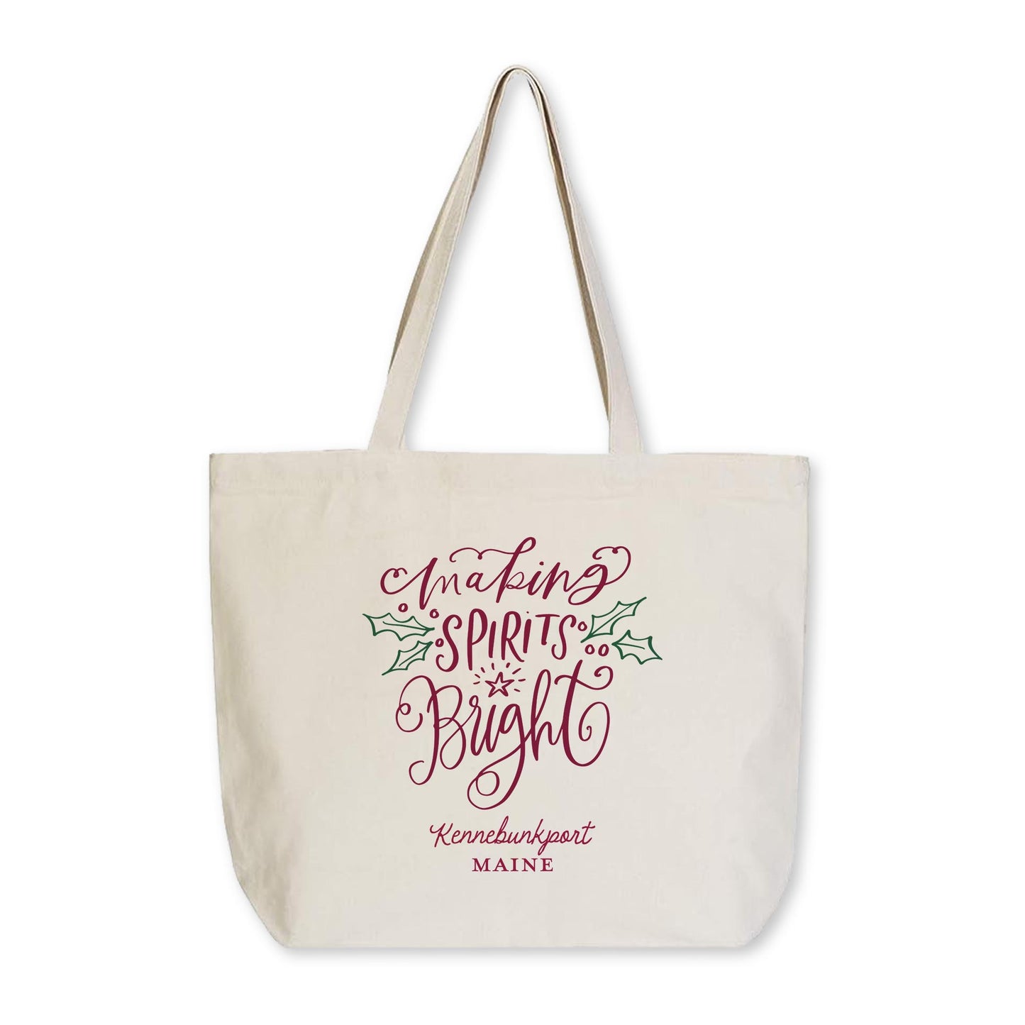 Tote Bag Natural Canvas-Love + Local Winterberry -0
