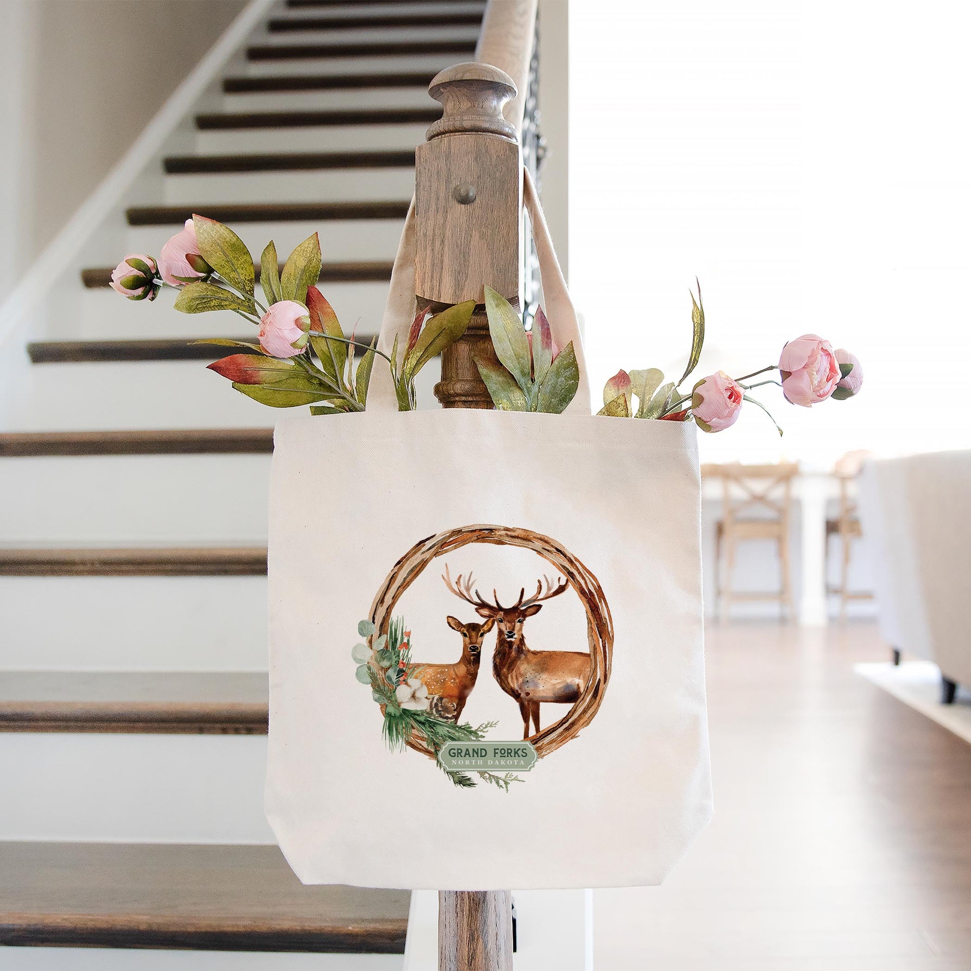 Tote Bag Natural Canvas-Love+Local Woodland -1