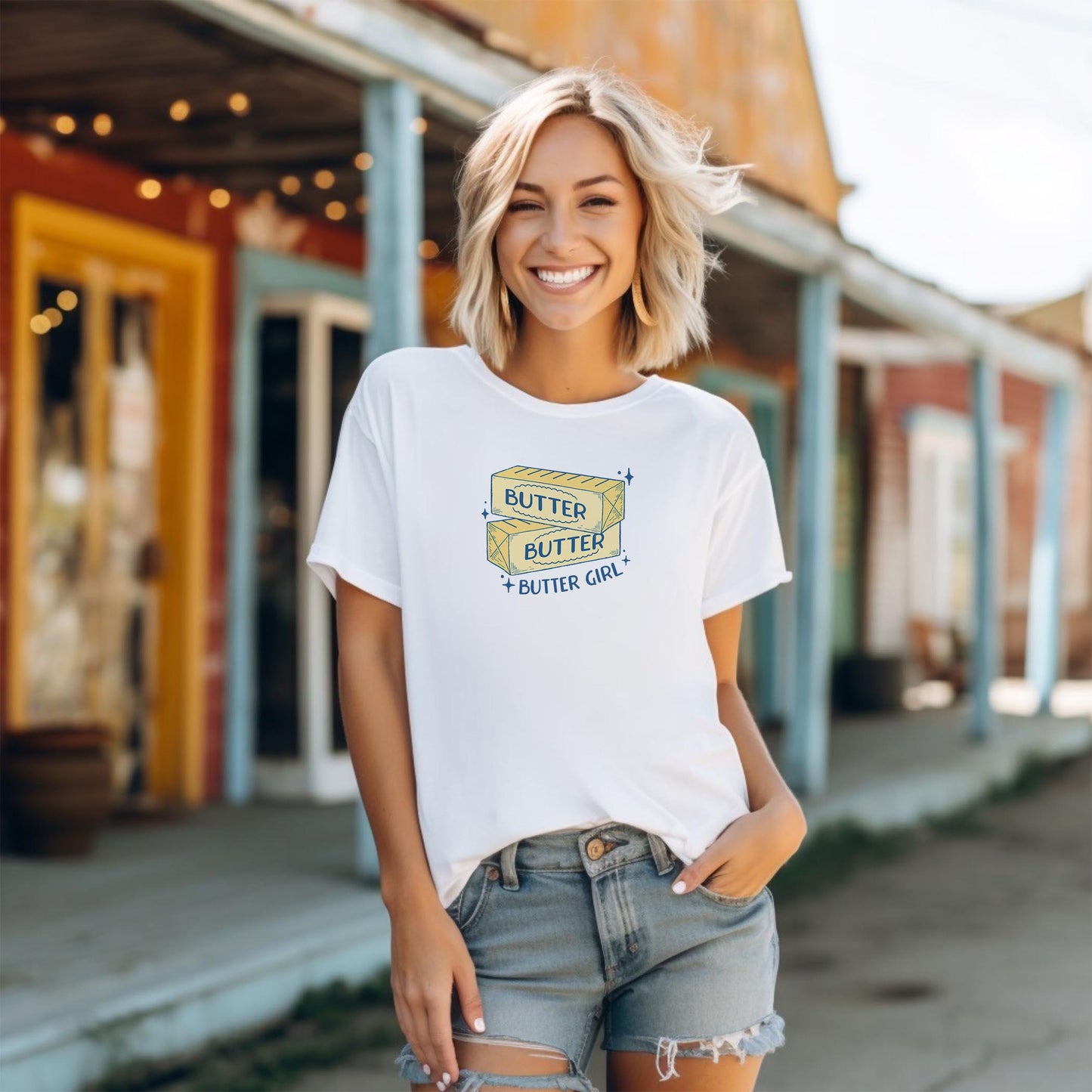 Bella Canvas T-Shirt White-Butter Girl -1