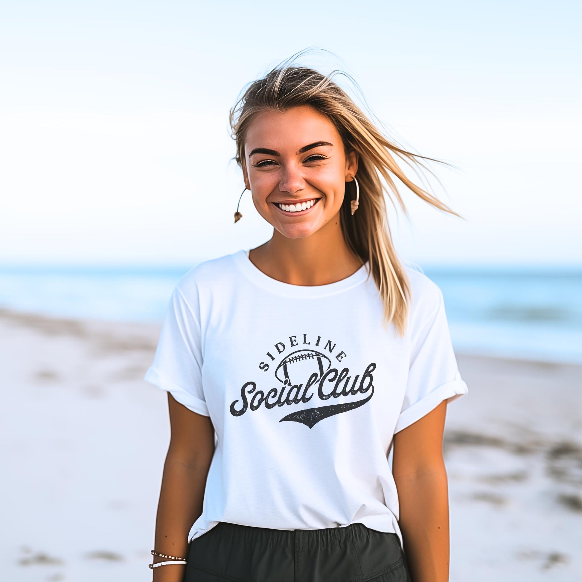 Bella Canvas T-Shirt White-Football Mom Sideline Social Club -2