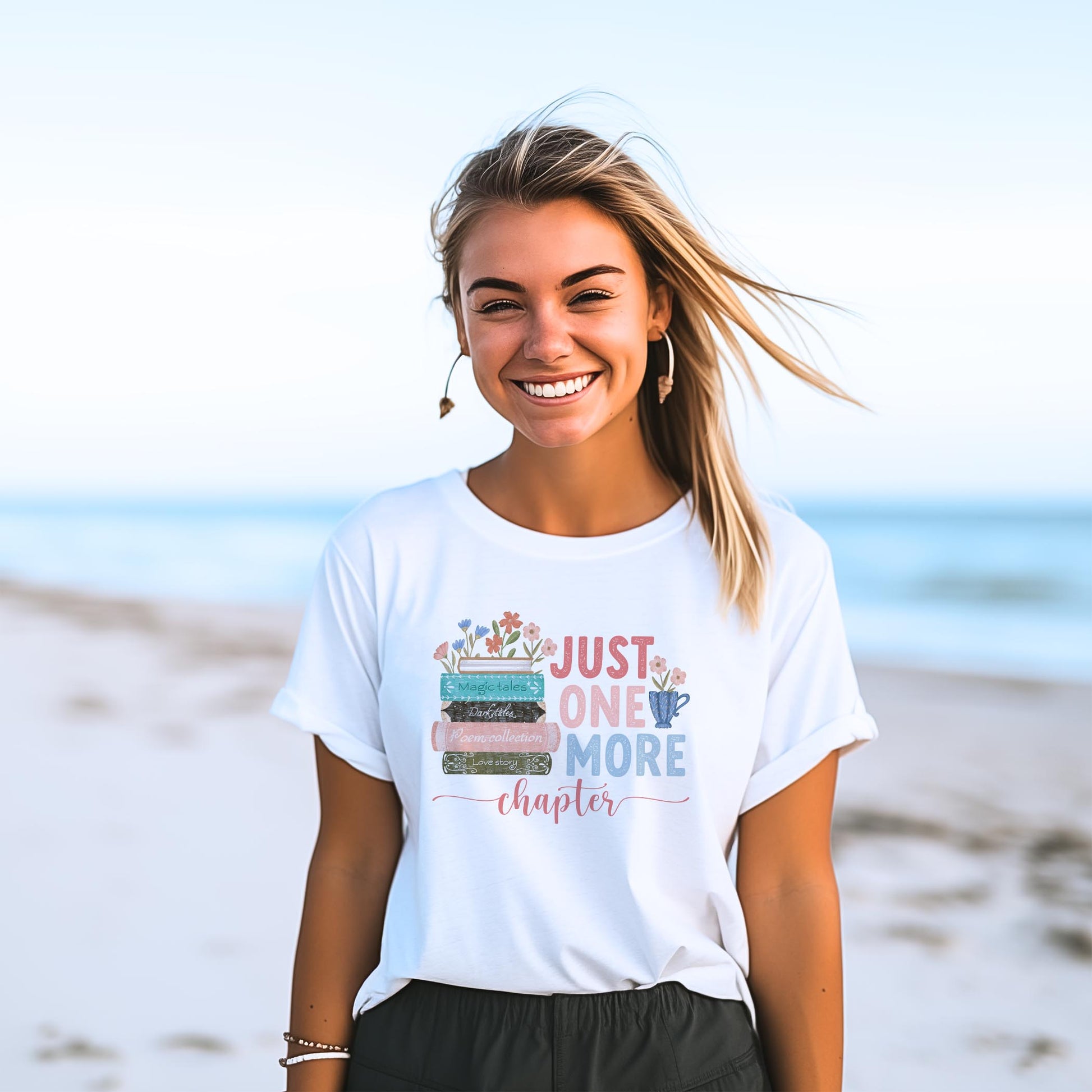 Bella Canvas T-Shirt White-Pretty Little Chapters Just One More Chapter -2