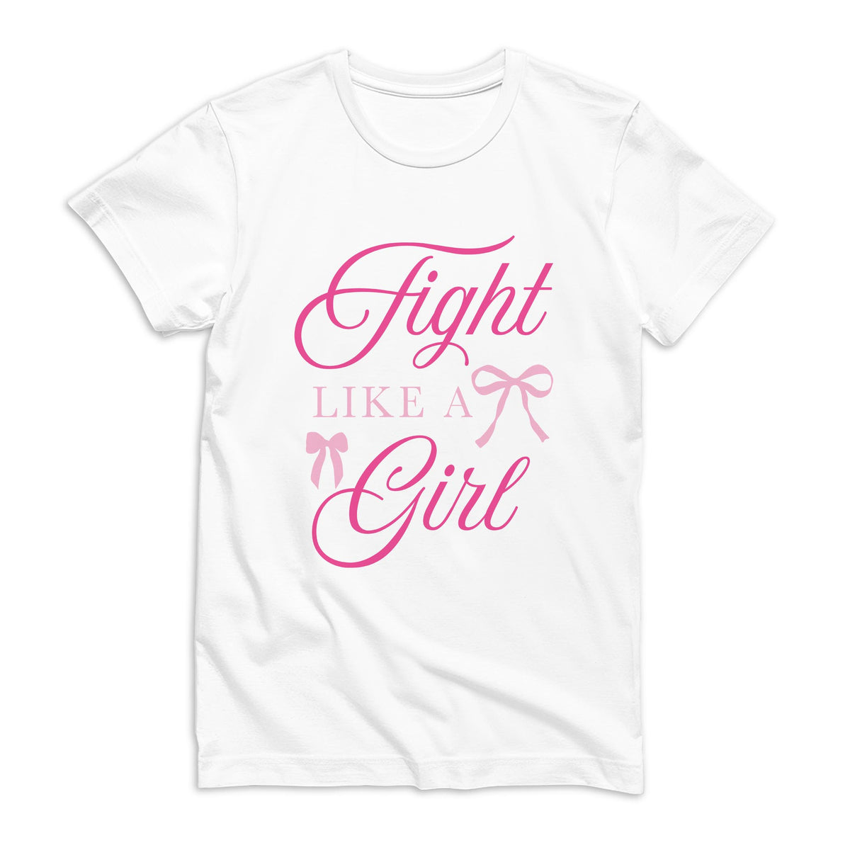 Bella Canvas T-Shirt White-Breast Cancer Awareness | Fight Like A Girl -0