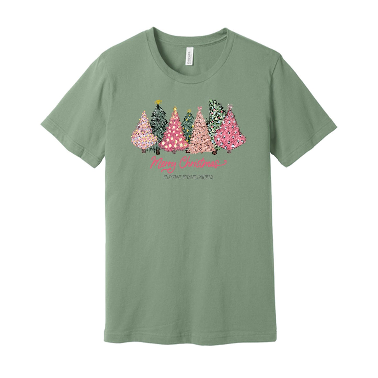 Bella Canvas T-Shirt Sage-Pink Trees Cheyenne Botanic Gardens -0
