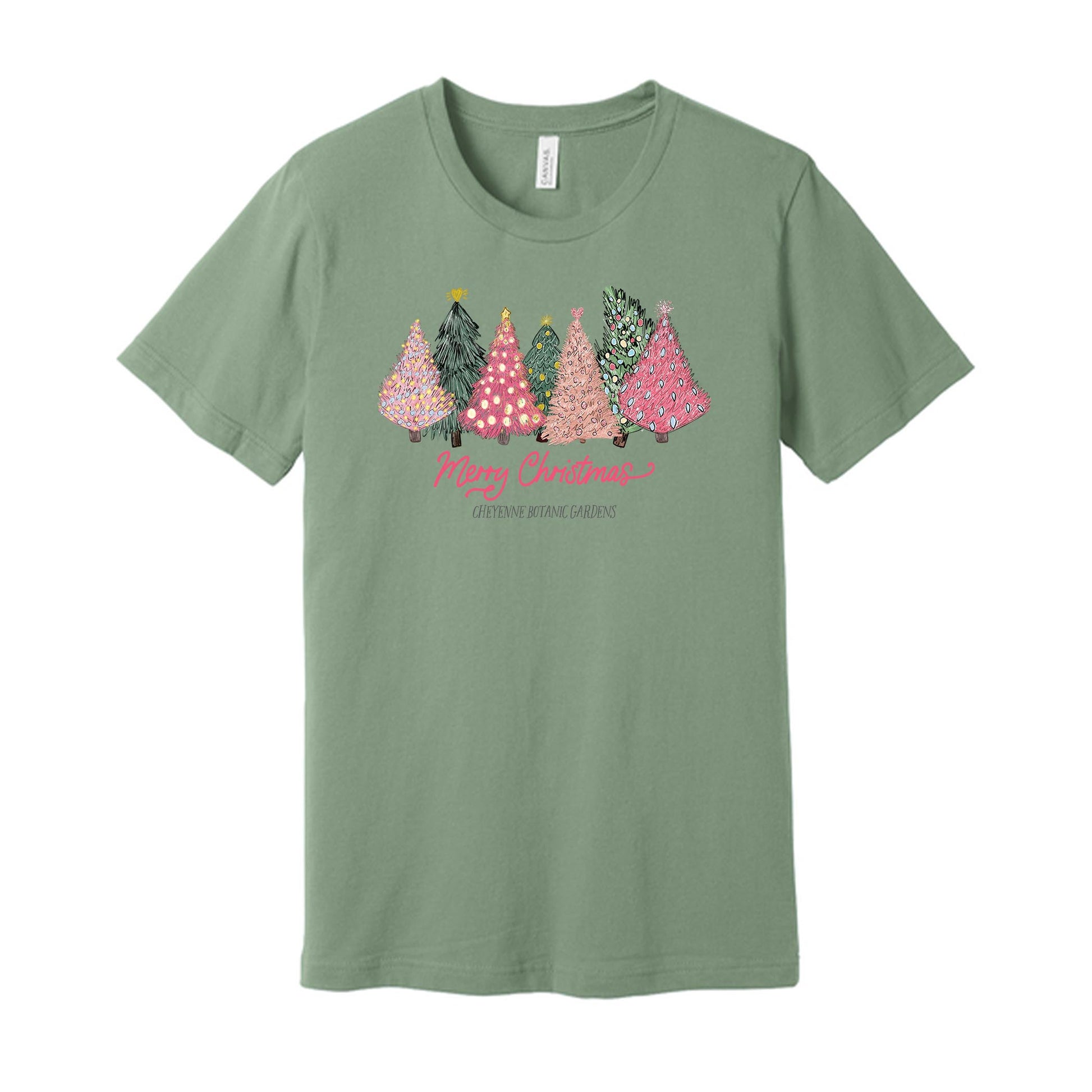 Bella Canvas T-Shirt Sage-Pink Trees Cheyenne Botanic Gardens -0