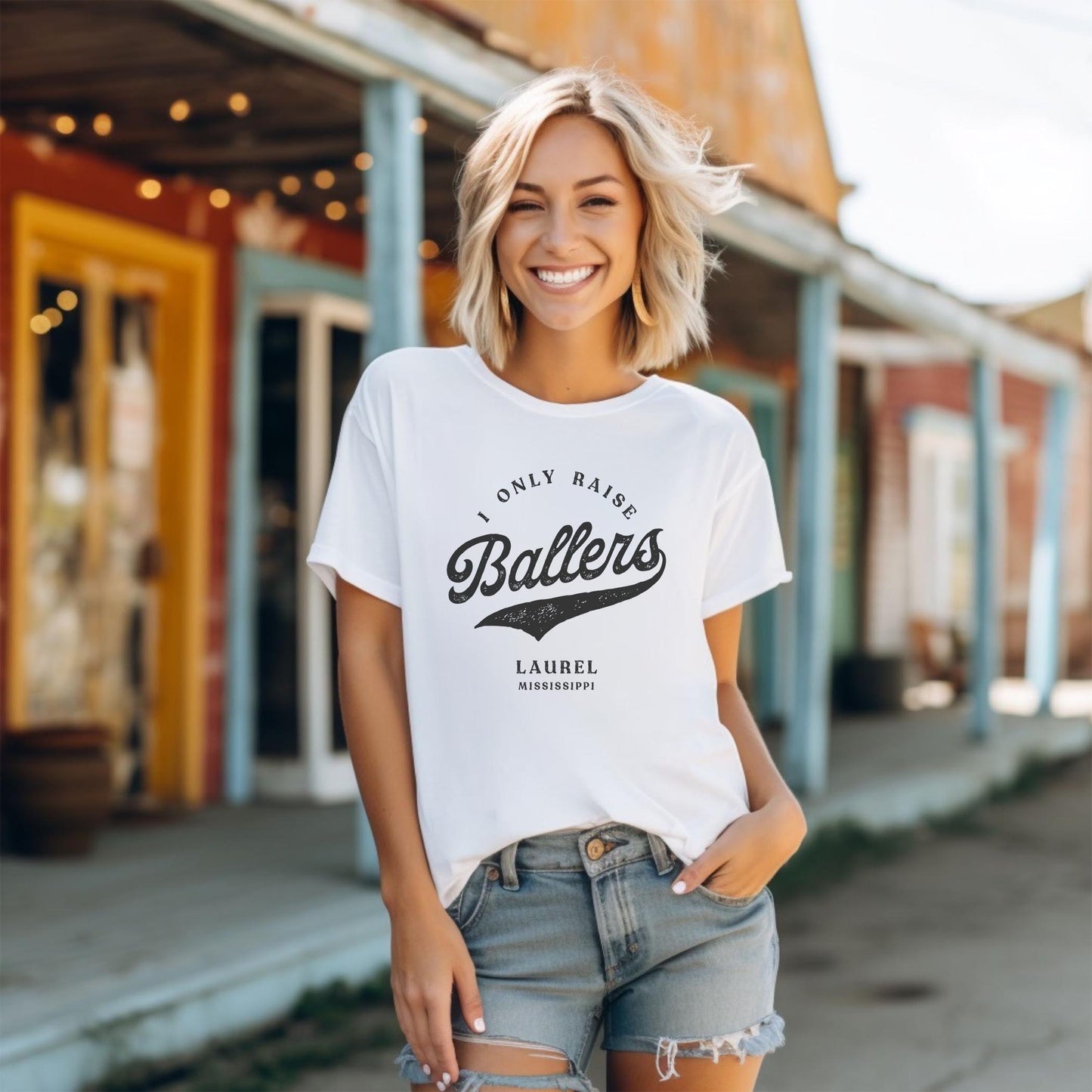 Bella Canvas T-Shirt White-Custom Little League Mom -1