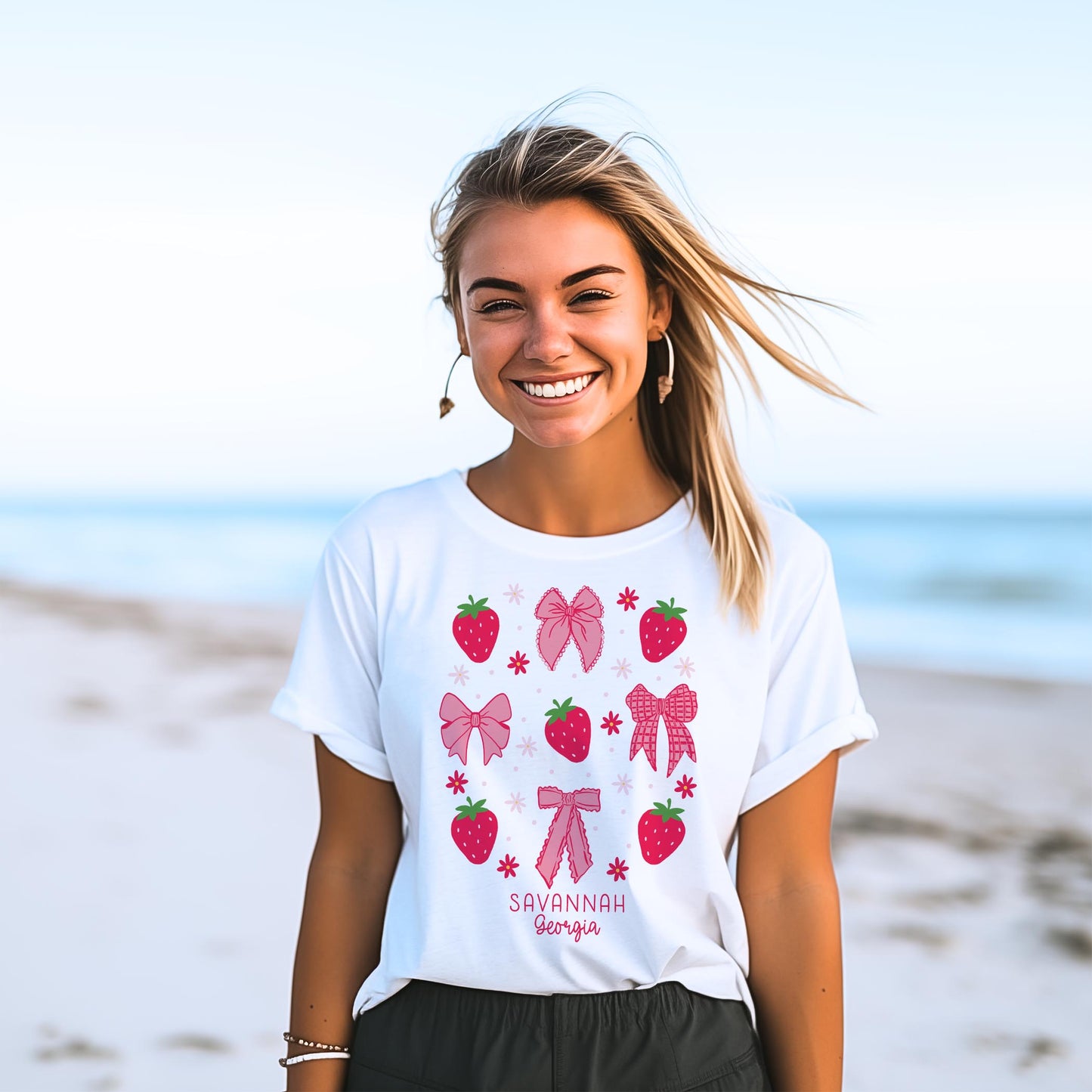 Bella Canvas T-Shirt White-Love+Local Strawberry Parlor -2