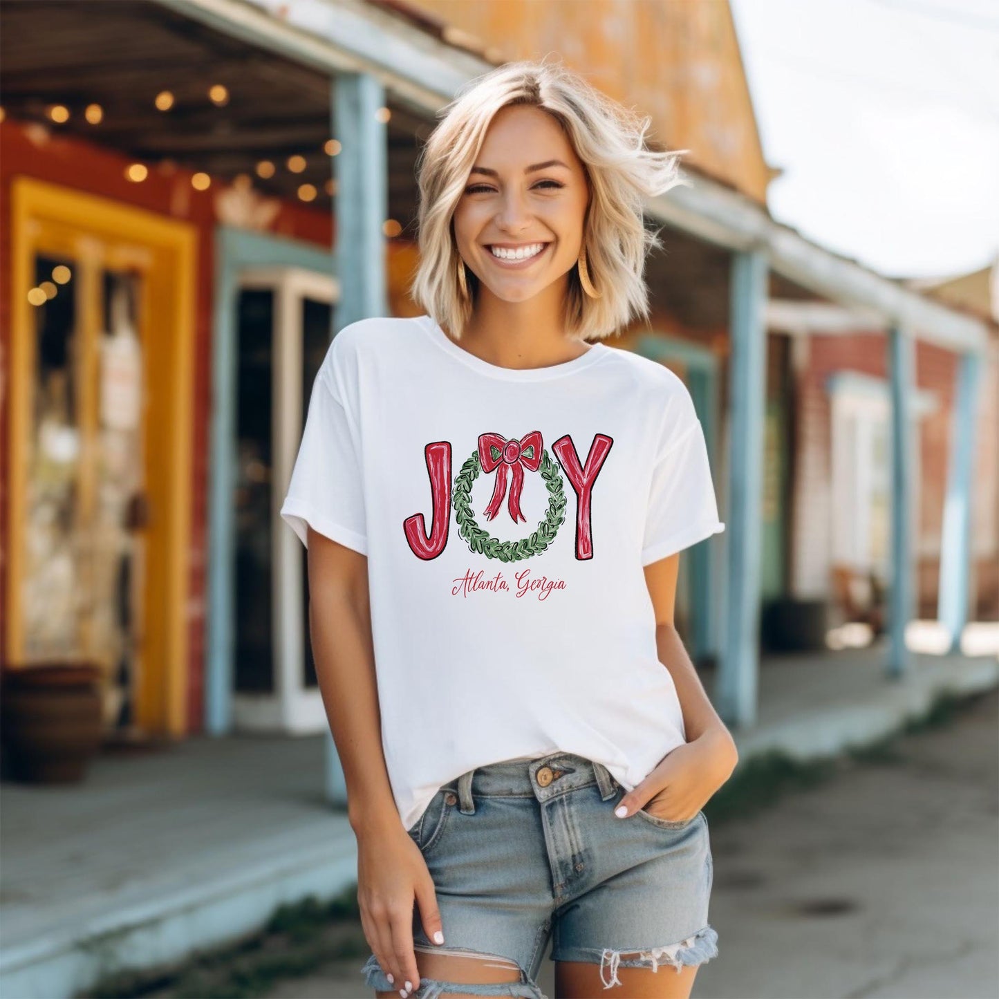 Bella Canvas T-Shirt White-Love+Local Make It Merry -1