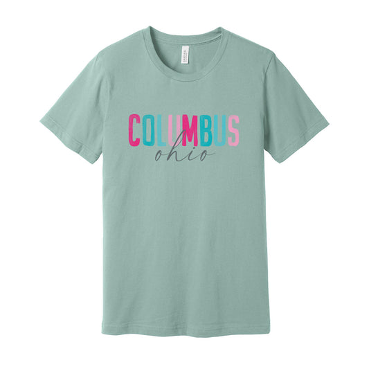Bella Canvas T-Shirt Dusty Blue-Watercolor City Cabana Brights -0