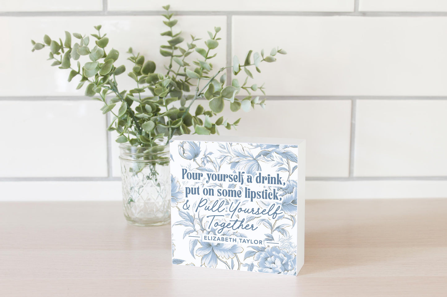 5x5 Wood Block-Chinoiserie Chic Pull Yourself Together