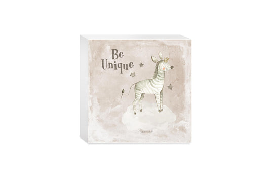 5x5 Wood Block-Be Unique Zebra Painted Background