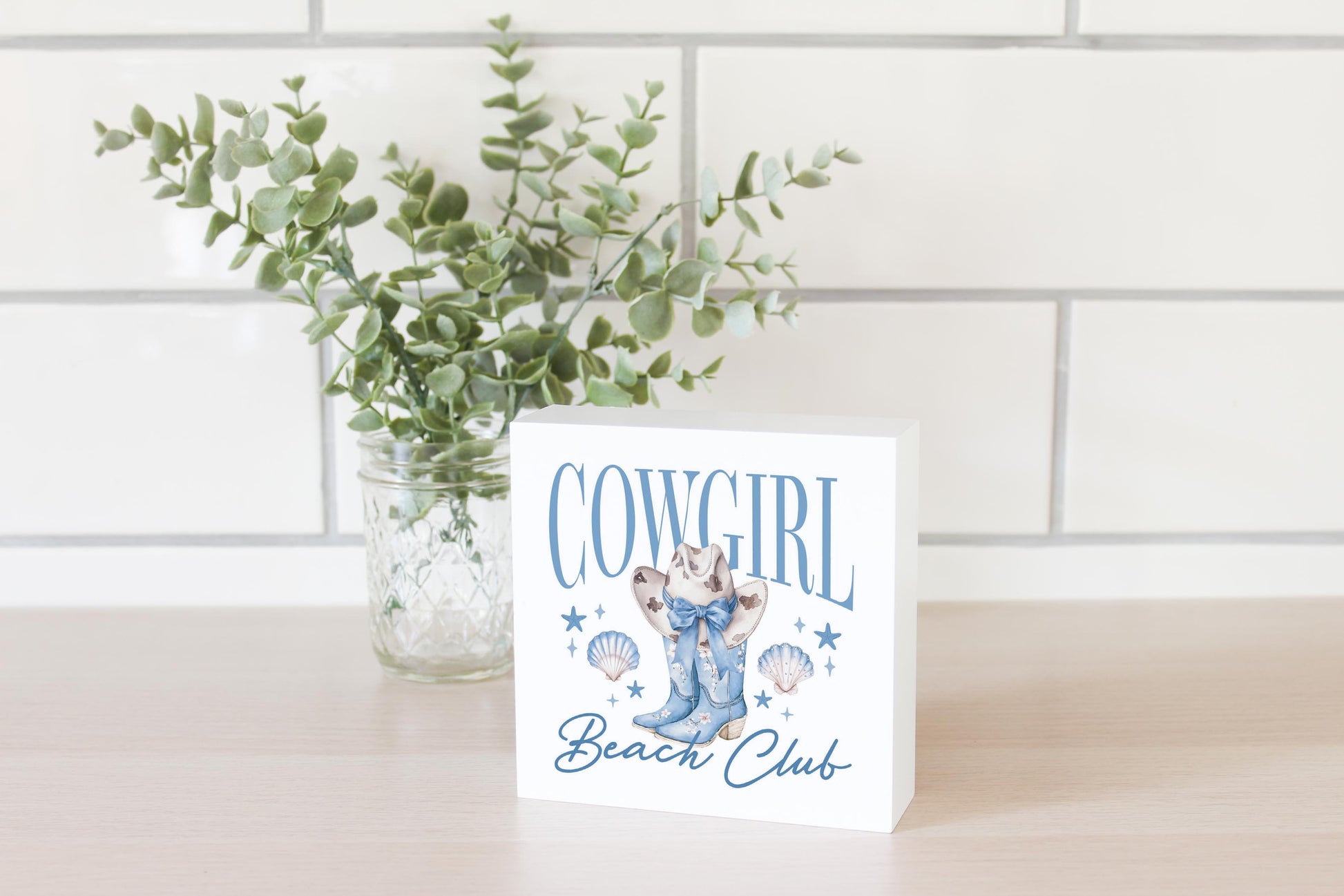 5x5 Wood Block-Coastal Cowgirl -2