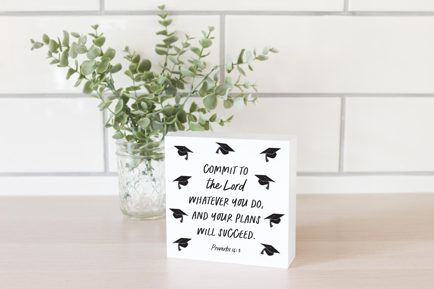 5x5 Wood Block-Commit To The Lord Whatever You Do -2